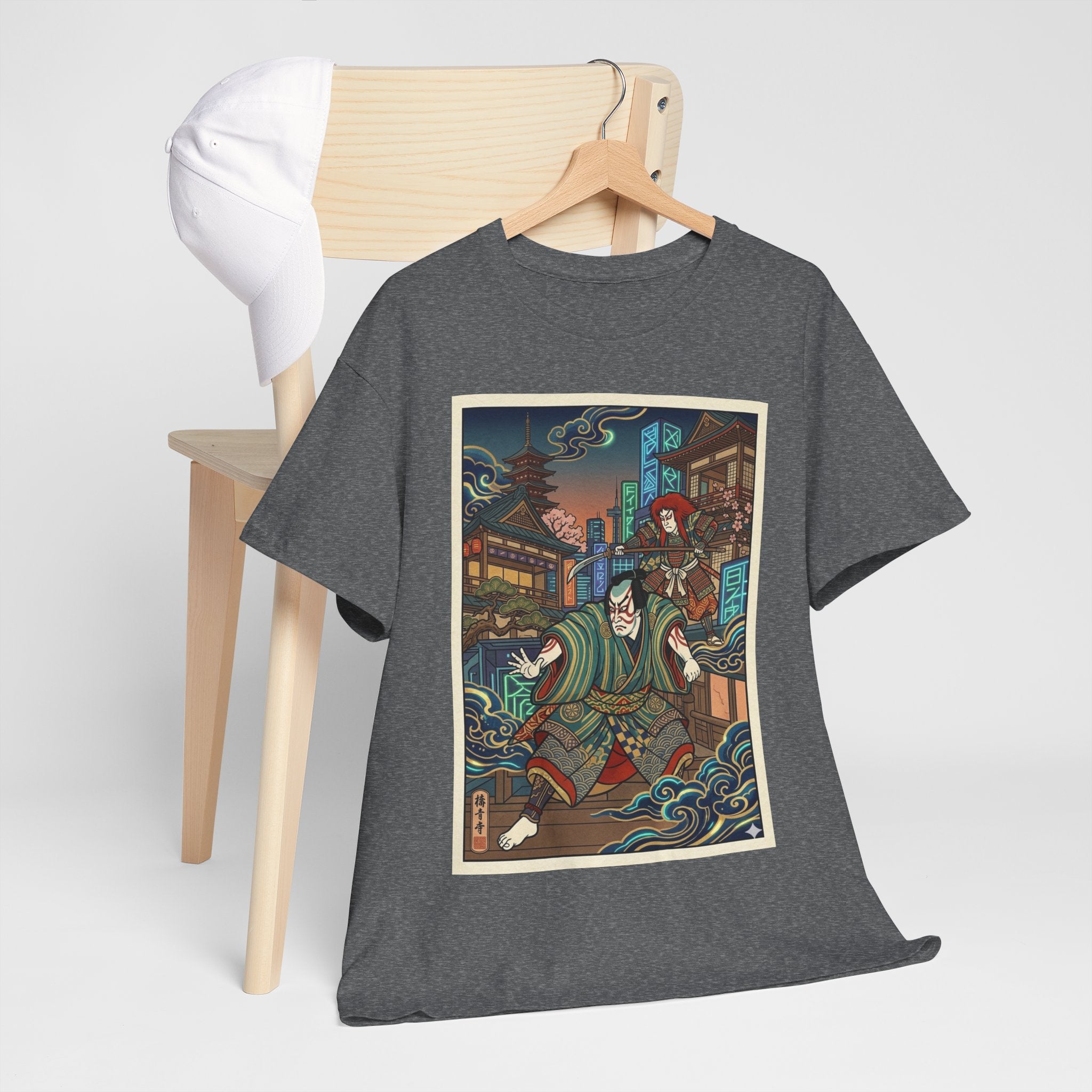 Samurai Night Streetwear Tee — Vintage Ukiyo-e Style Japanese Warrior Graphic Shirt