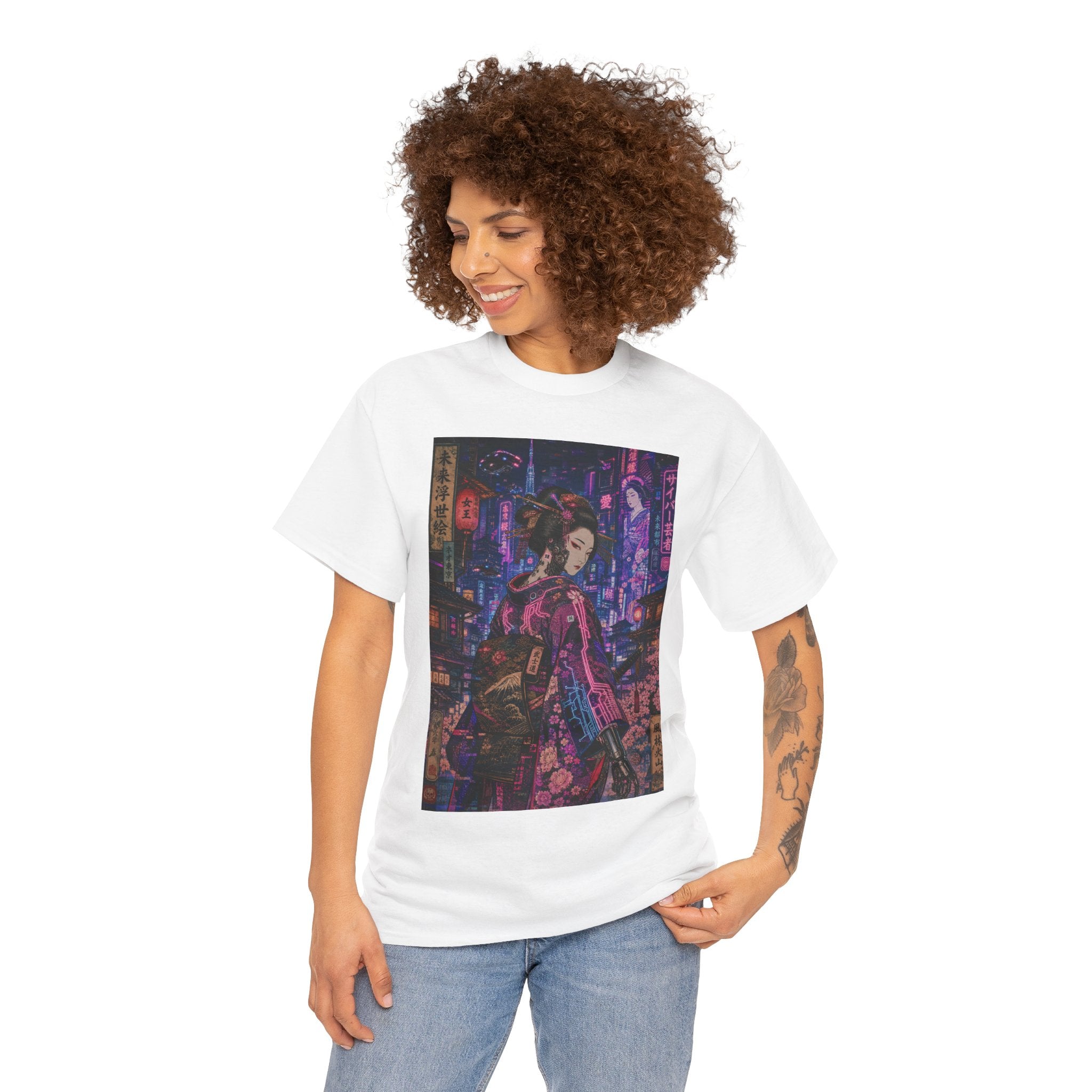 Cyberpunk Geisha Tee — Neon Tokyo Anime Streetwear