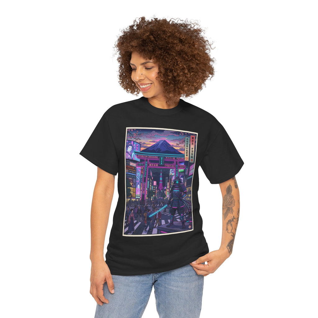 Cyberpunk Night Market T-Shirt — Neon Samurai Tokyo Streetwear