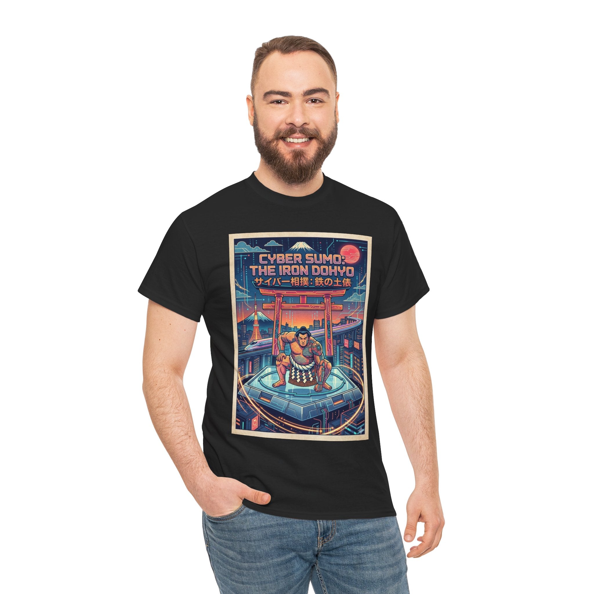Cyber Sumo Tee — The Iron Dohyo Retro Futuristic Japanese Wrestling Graphic Shirt