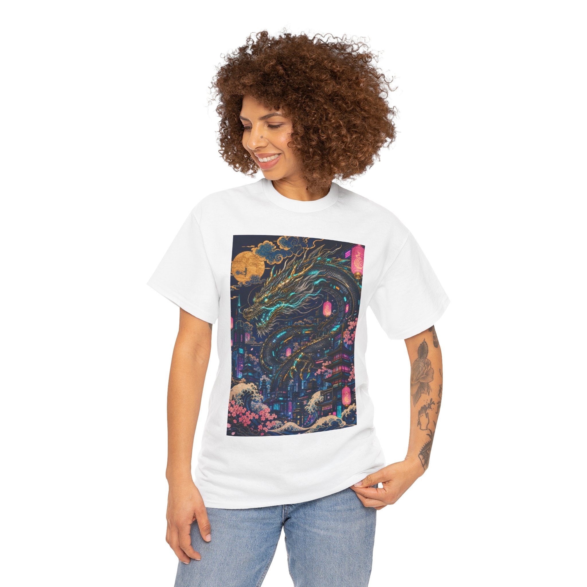 Dragon Night T‑Shirt — Neon Japanese Mythscape Tee