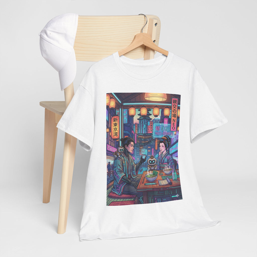 Cyberpunk Ramen Date T‑Shirt — Neon Night City Anime Streetwear - Japanese Streetwear T-Shirt | Tokyo Style X