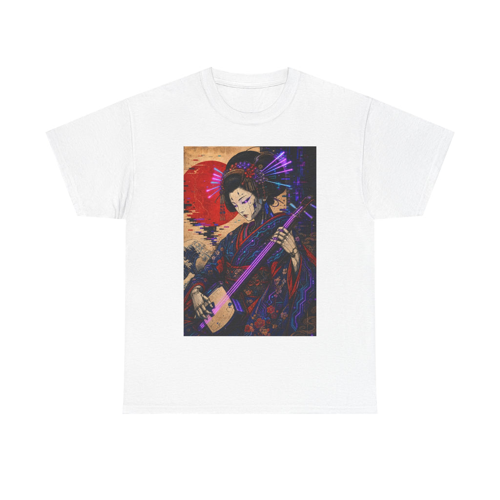 Geisha Musician Graphic Tee — Vintage Japanese Shamisen Art T-Shirt