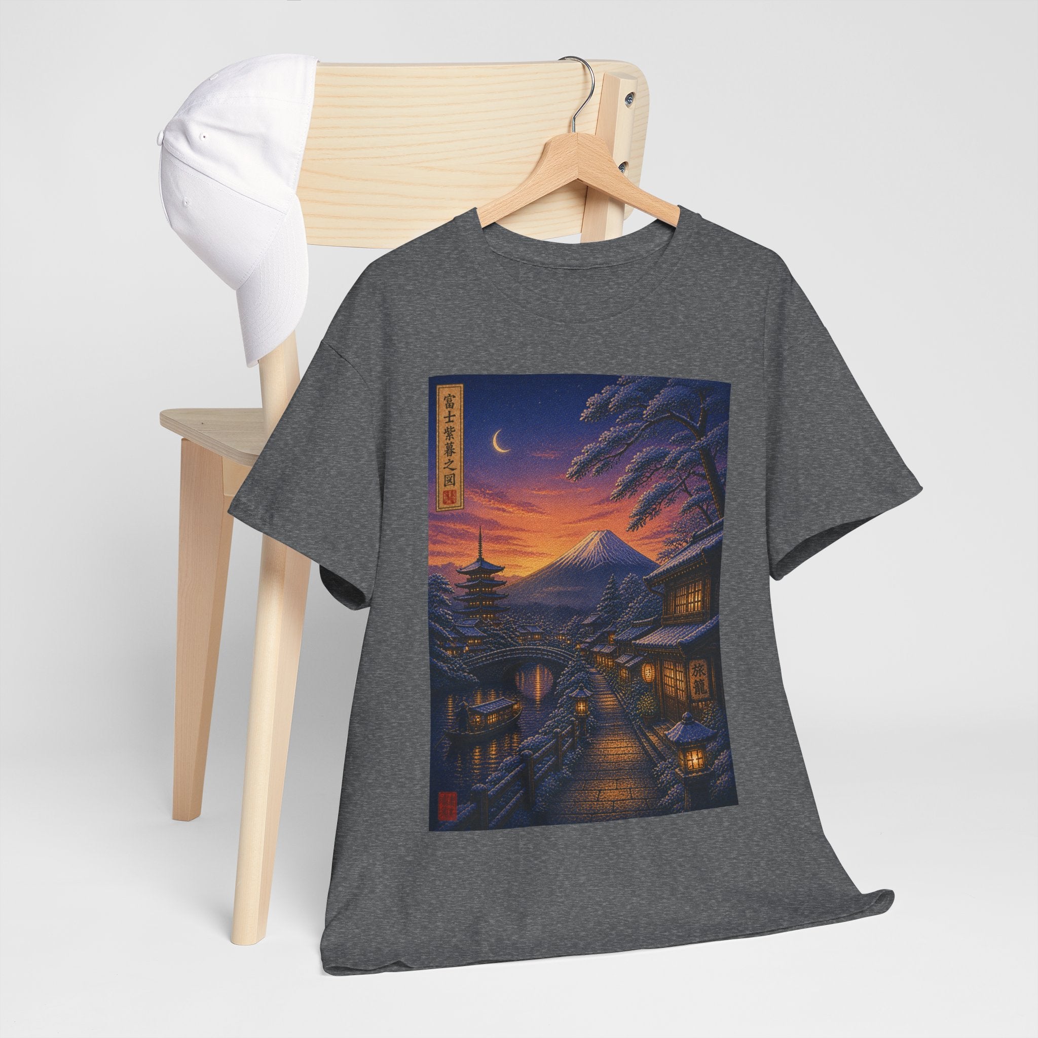 Japanese Nightscape Tee — Sunset Pagoda Streetwear