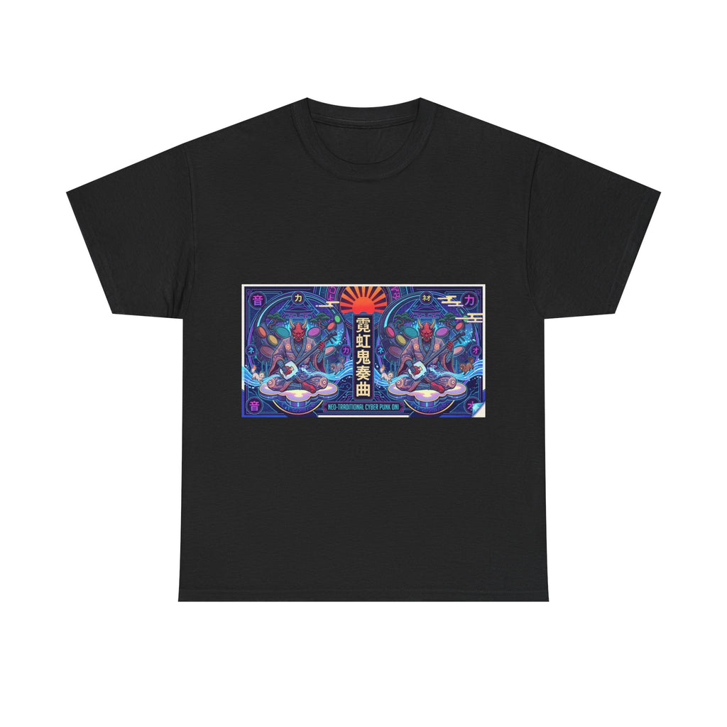 Graphic Tee — Neon Lotus Meditation Design (Japanese Text)