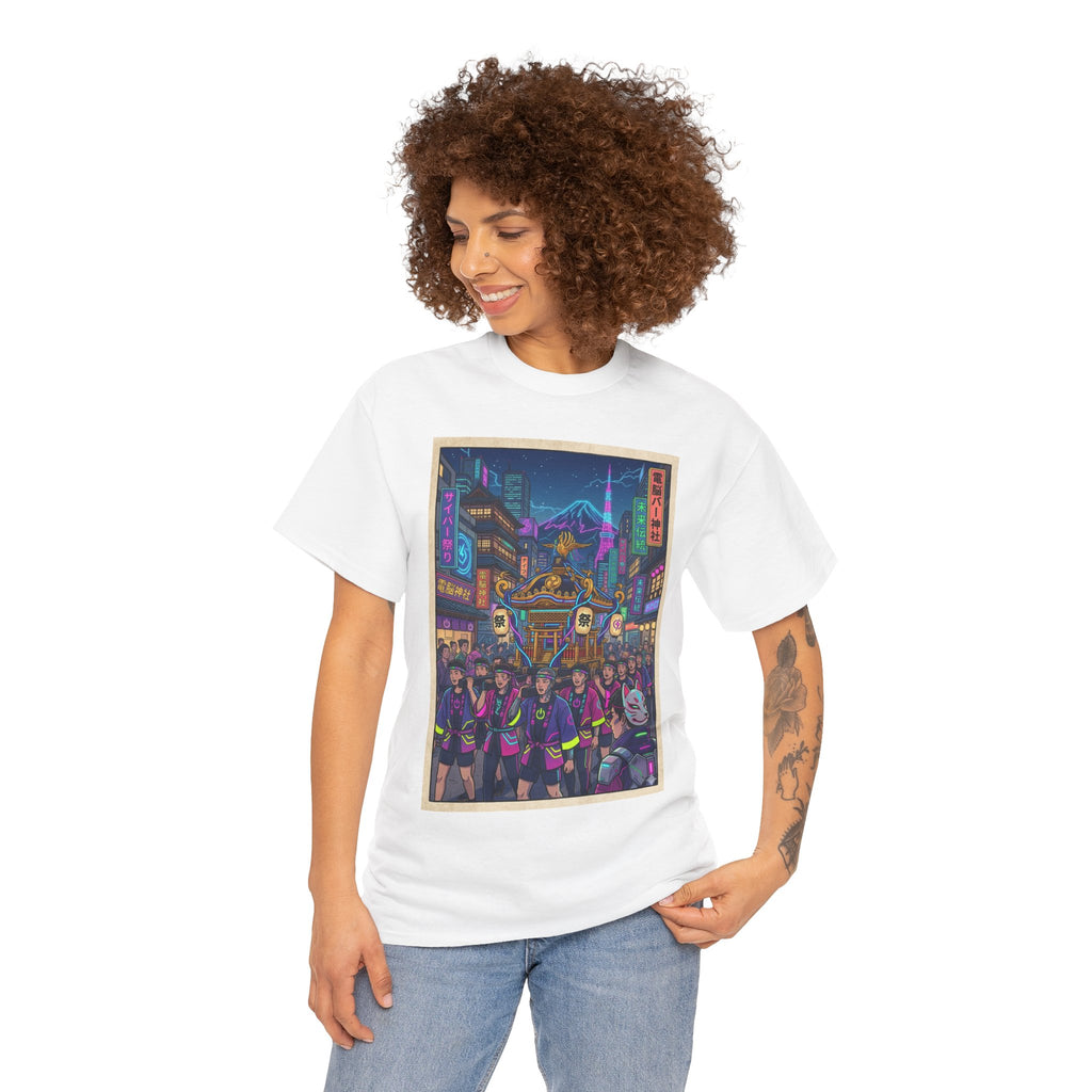 Cyberpunk City Night T-Shirt — Neon Tokyo Street Scene Graphic Tee