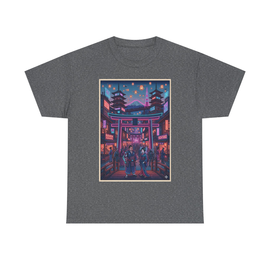 Japanese Night Market Tee — Neon Torii Shrine Streetwear