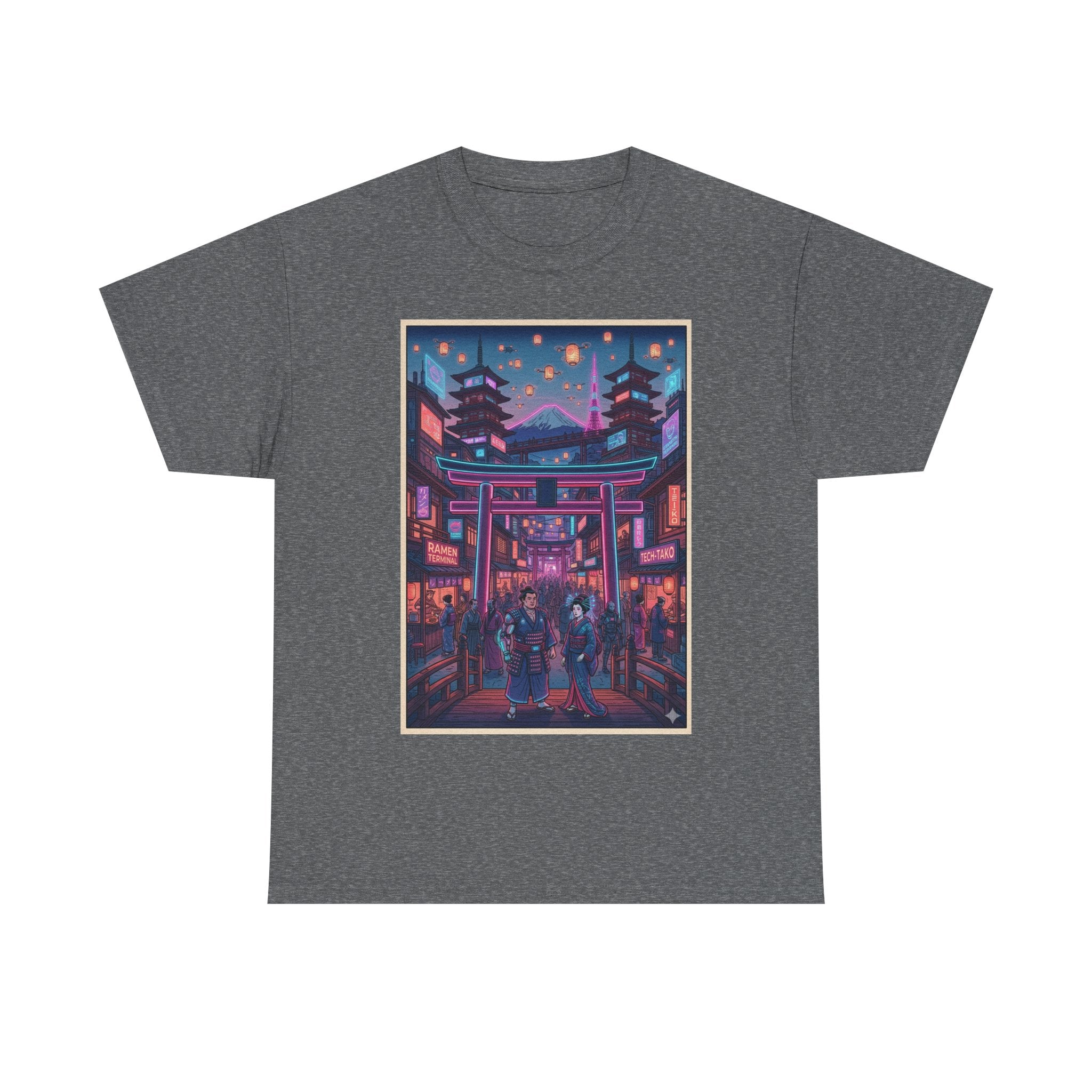 Japanese Night Market Tee — Neon Torii Shrine Streetwear