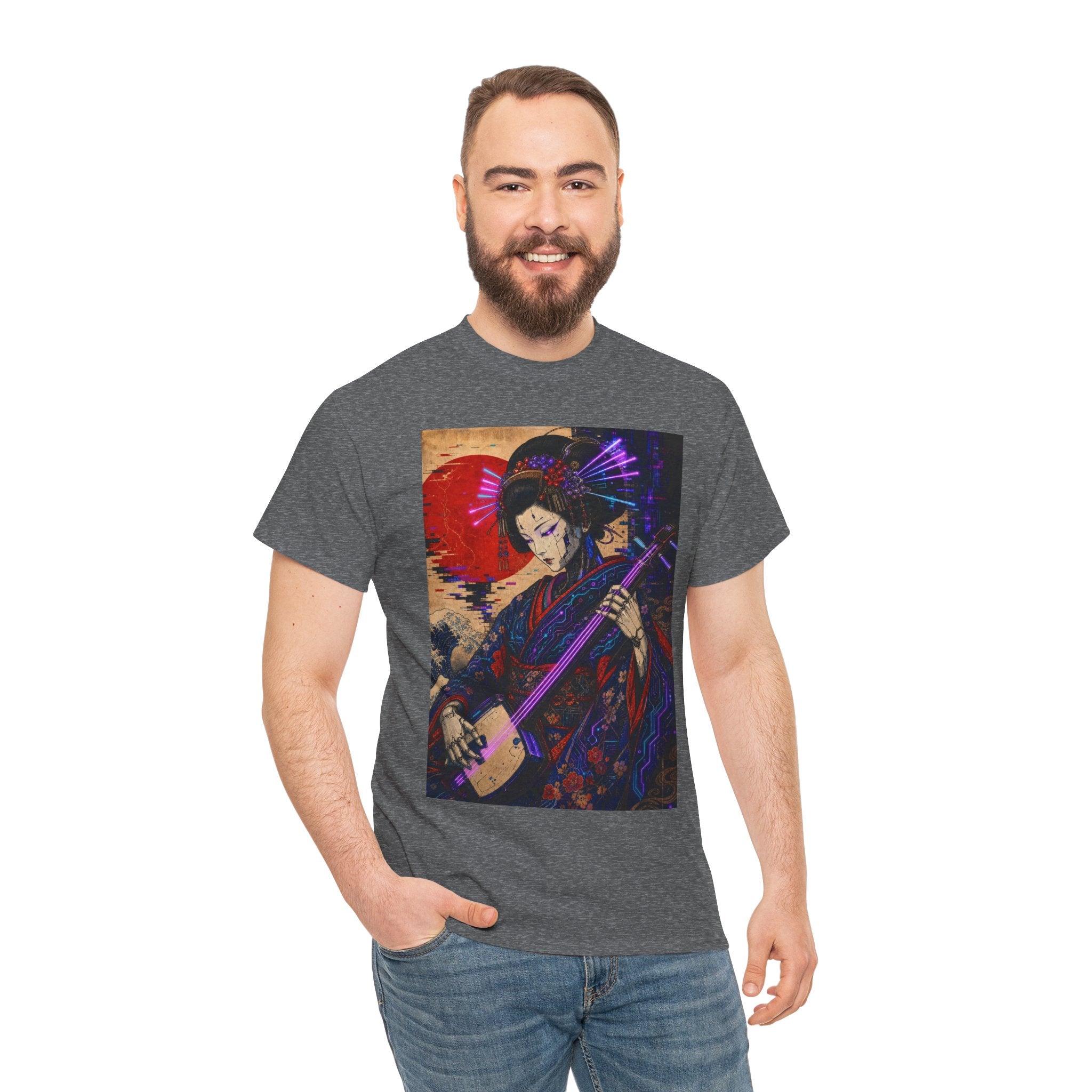 Geisha Shamisen Art Tee — Japanese Vintage-Inspired Music Graphic T-Shirt - Japanese Streetwear T-Shirt | Tokyo Style X