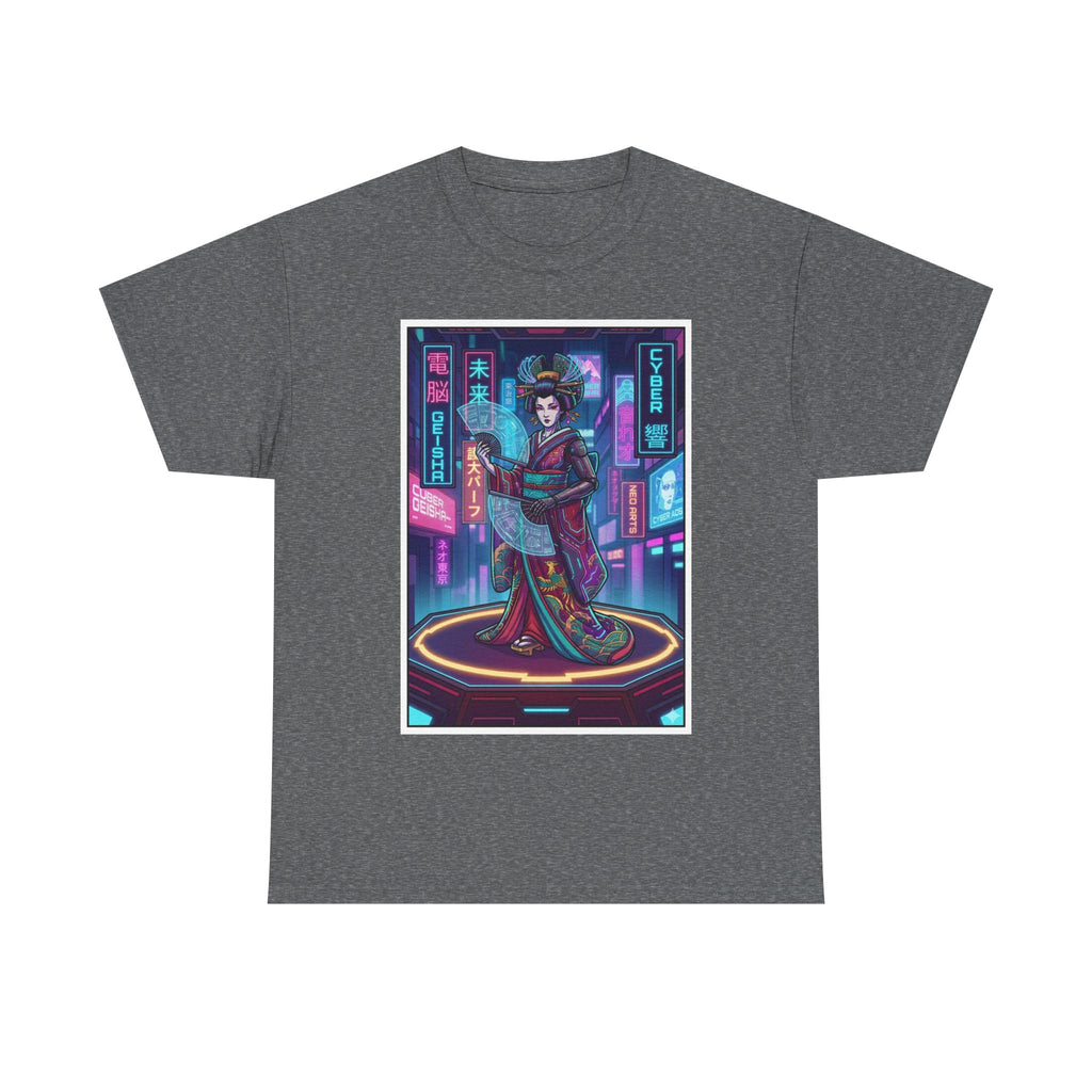 Geisha Cyberpunk T-Shirt — Neon Tokyo Aesthetic Graphic Tee