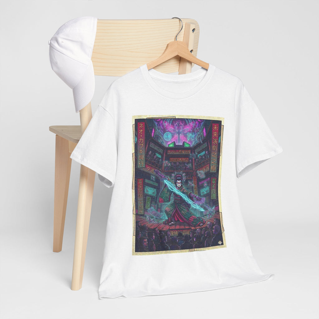 Cyberpunk Sorcerer Tee — Neon Mage Illustration Graphic T‑Shirt