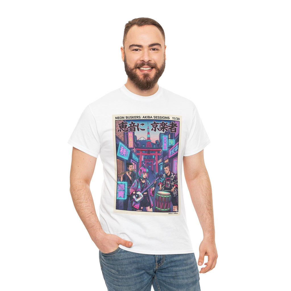 Japanese Night Market Band Tee — Neon Akiba Sessions Graphic T-Shirt
