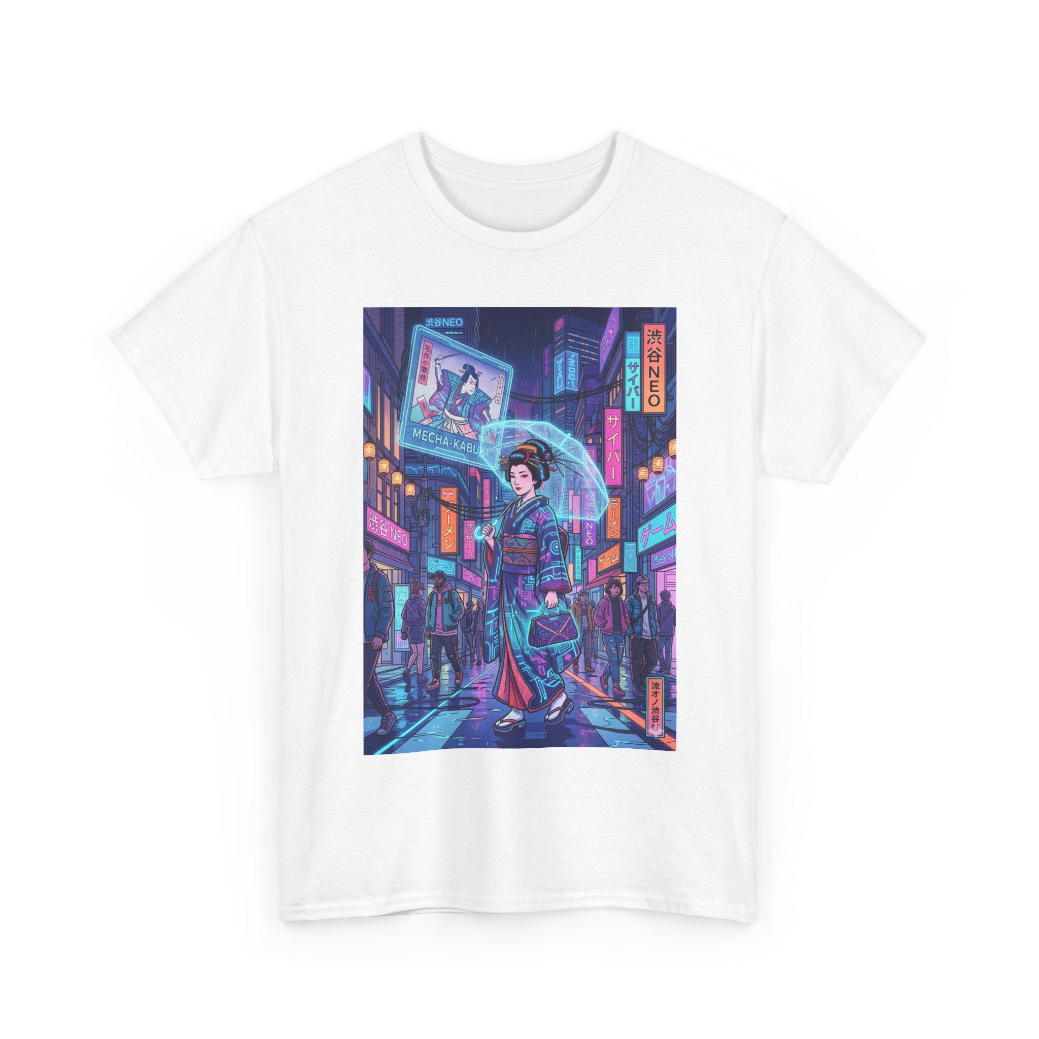 Cyberpunk Geisha T-Shirt — Neon Tokyo Streetwear Graphic Tee - Japanese Streetwear T-Shirt | Tokyo Style X