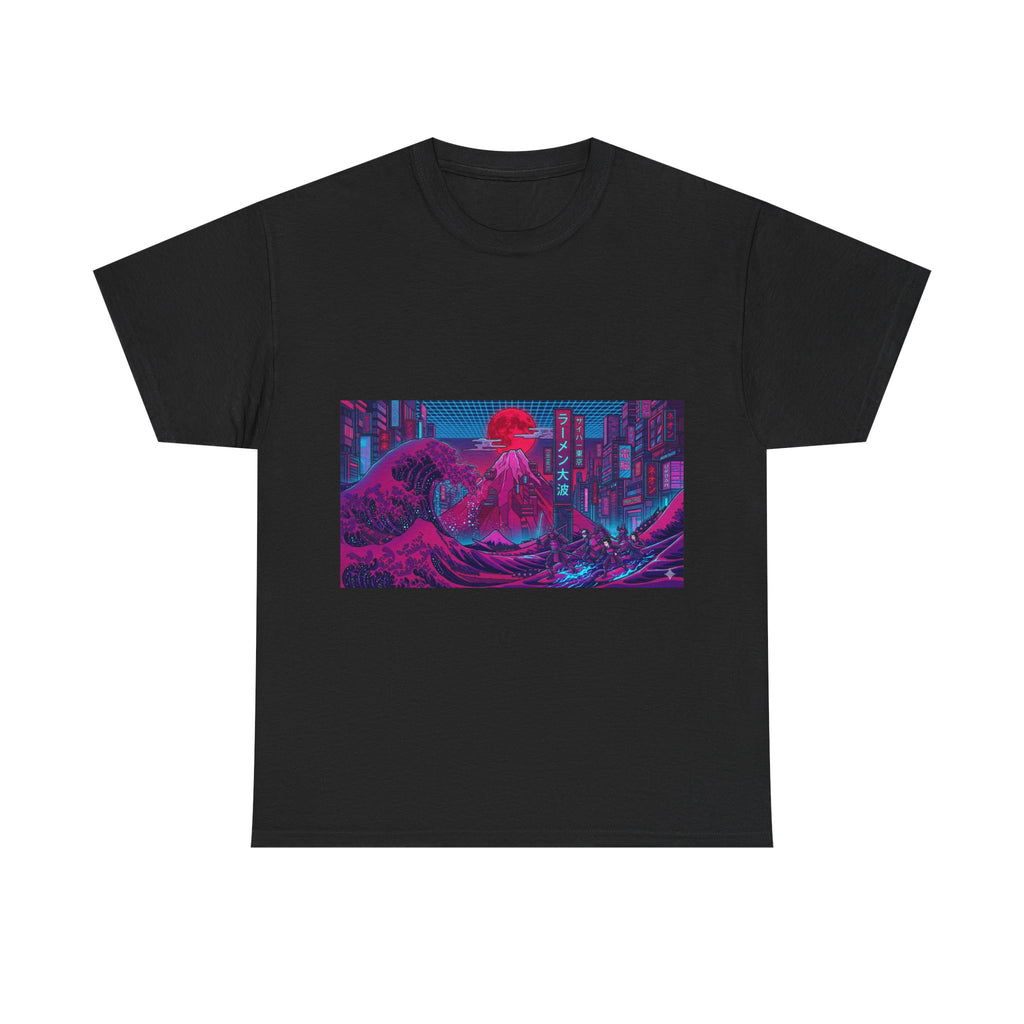 Cyberpunk Cityscape T‑Shirt — Neon Samurai Retro Wave Tee