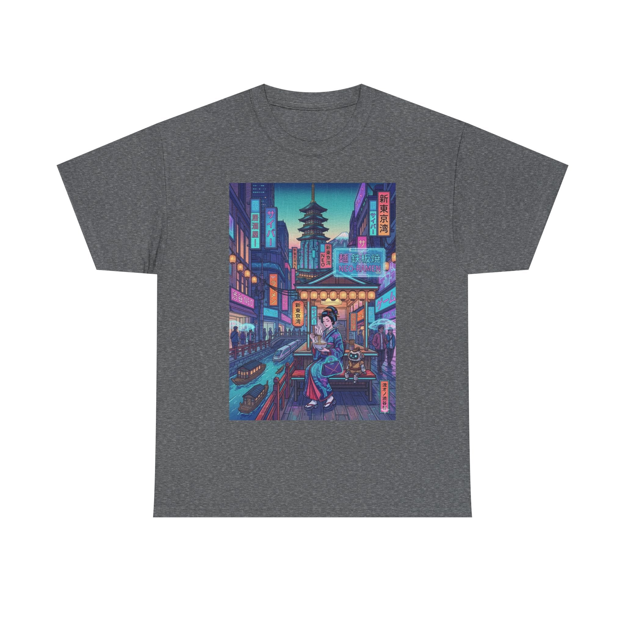 T-Shirt — Neon City Samurai Streetwear (Cyberpunk Tokyo Pagoda Design) - Japanese Streetwear T-Shirt | Tokyo Style X