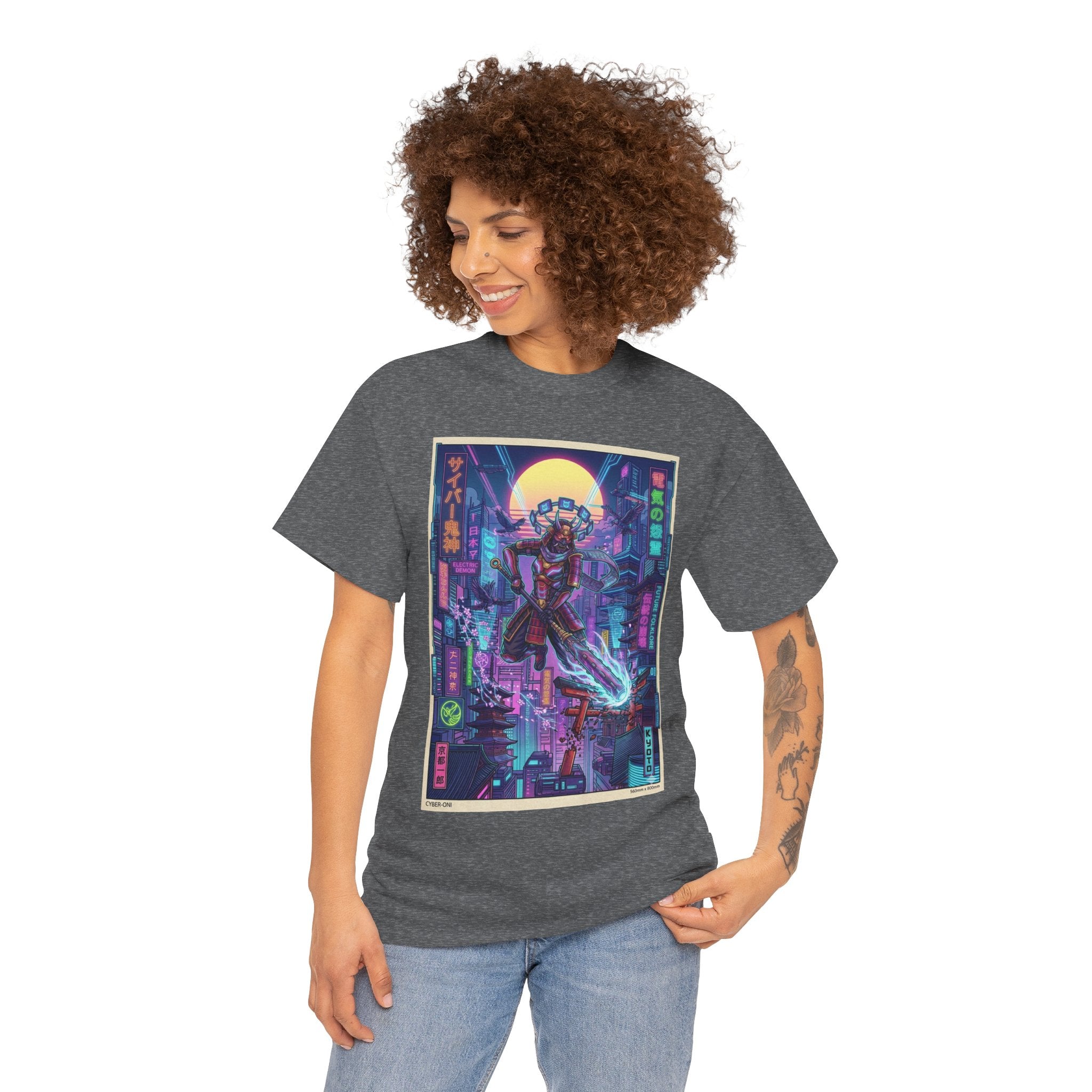 Cyberpunk Samurai T-Shirt — Neon Tokyo Street Art Tee - Japanese Streetwear T-Shirt | Tokyo Style X