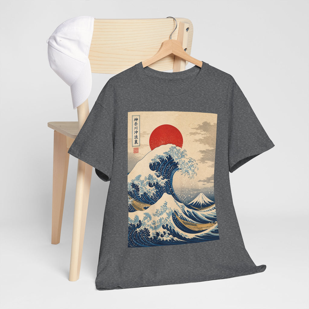 Wave and Red Sun T-Shirt — Vintage Japanese Great Wave Graphic Tee