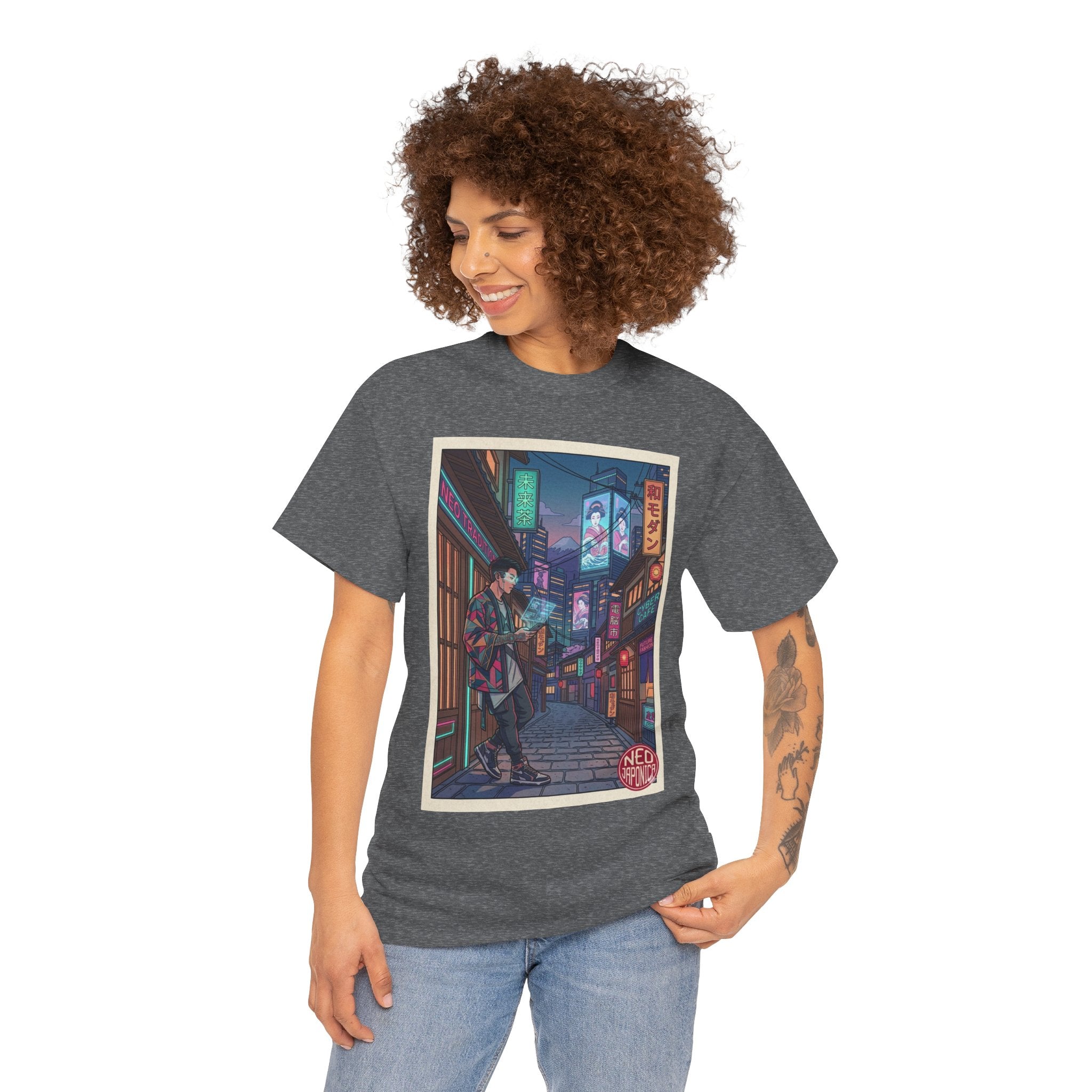 T-Shirt — Neon City Anime Streetwear Tee (Cyberpunk Nightscape) - Japanese Streetwear T-Shirt | Tokyo Style X