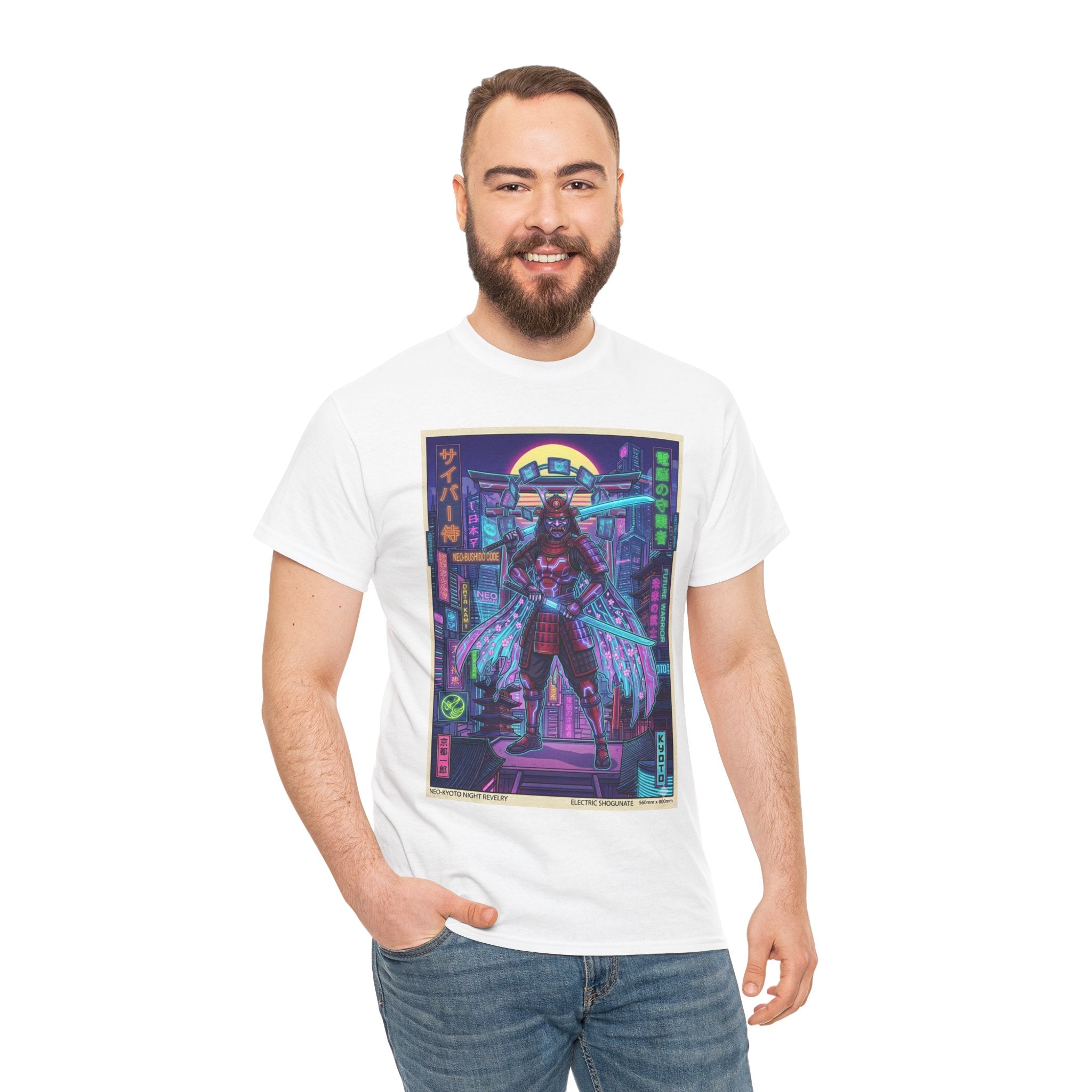 Cyberpunk Samurai T‑Shirt — Neon Night Warrior Graphic Tee - Japanese Streetwear T-Shirt | Tokyo Style X