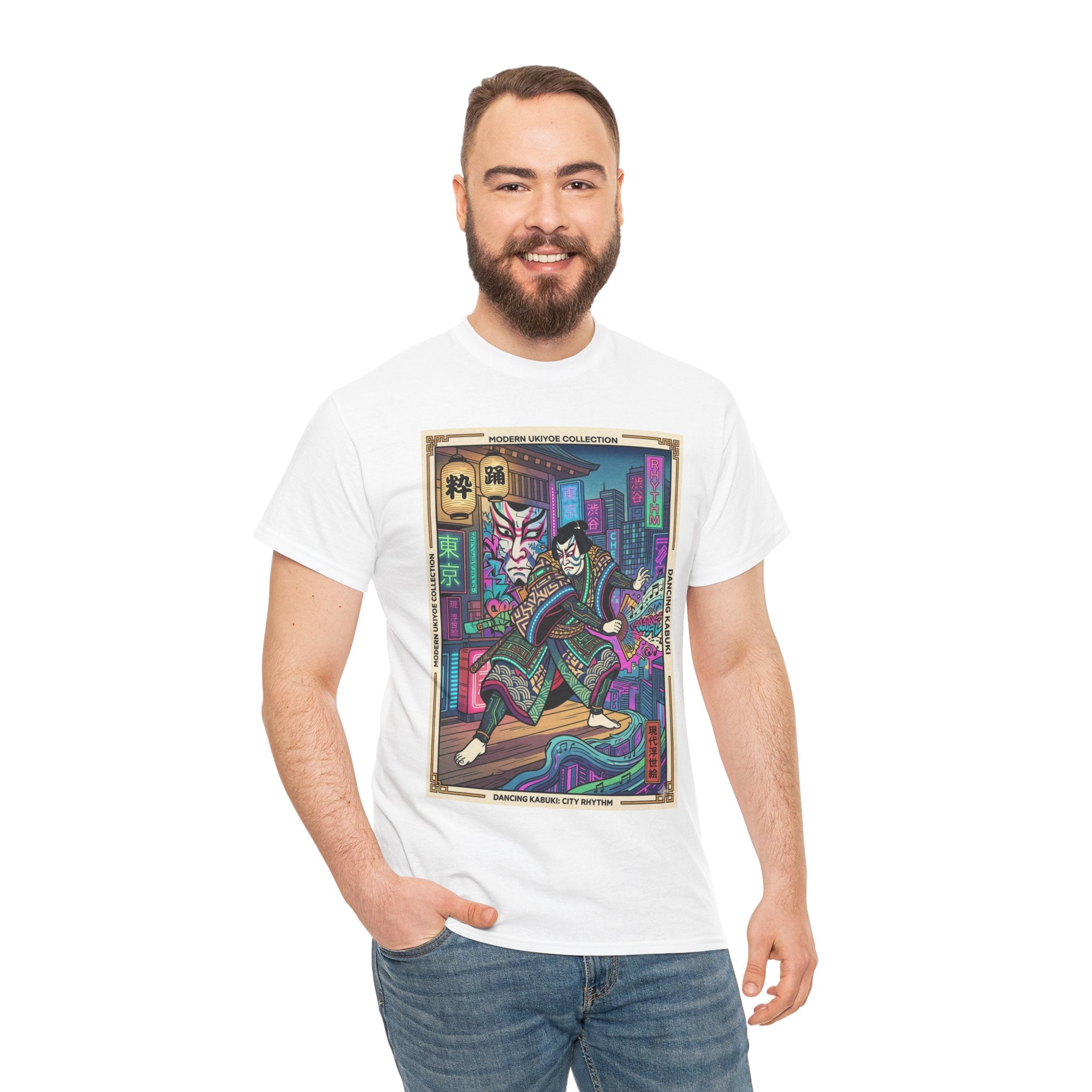 Kabuki Cyberpunk T-Shirt — Neon Samurai Art Tee