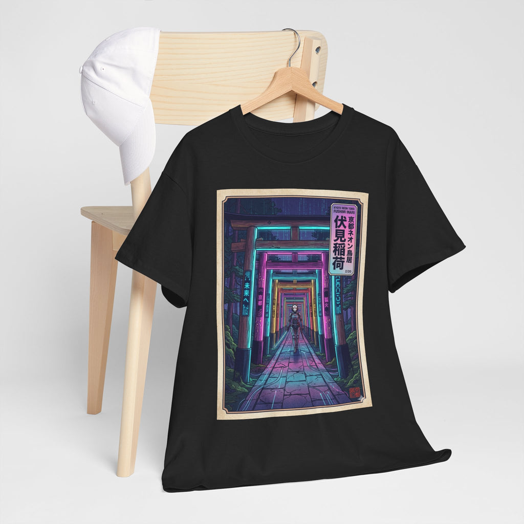Neon Torii Gate Tee — Vaporwave Fushimi Inari Tunnel Graphic T-Shirt