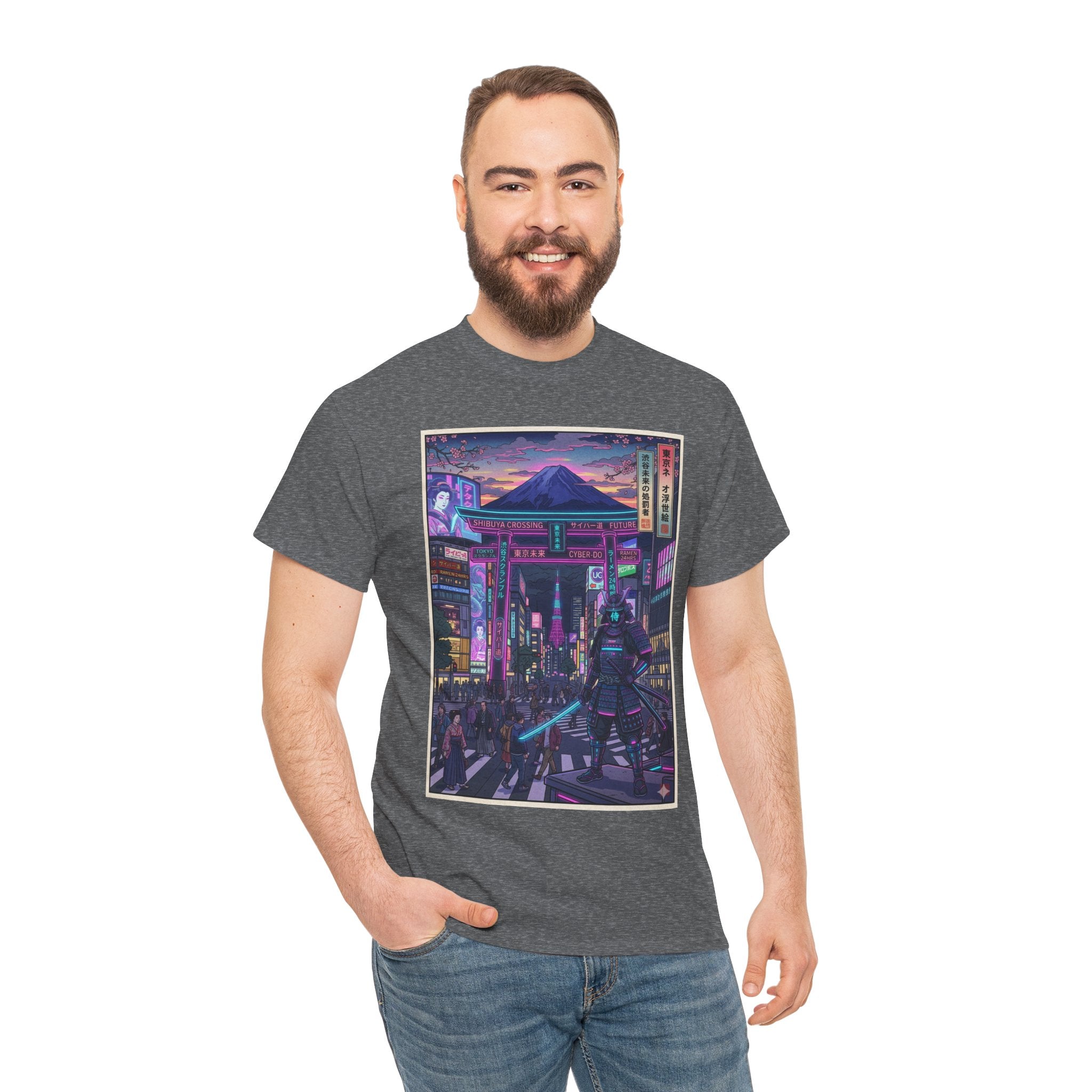Cyberpunk Night Market T-Shirt — Neon Samurai Tokyo Streetwear