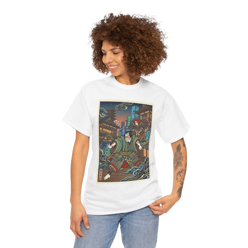 Samurai Night Streetwear Tee — Vintage Ukiyo-e Style Japanese Warrior Graphic Shirt