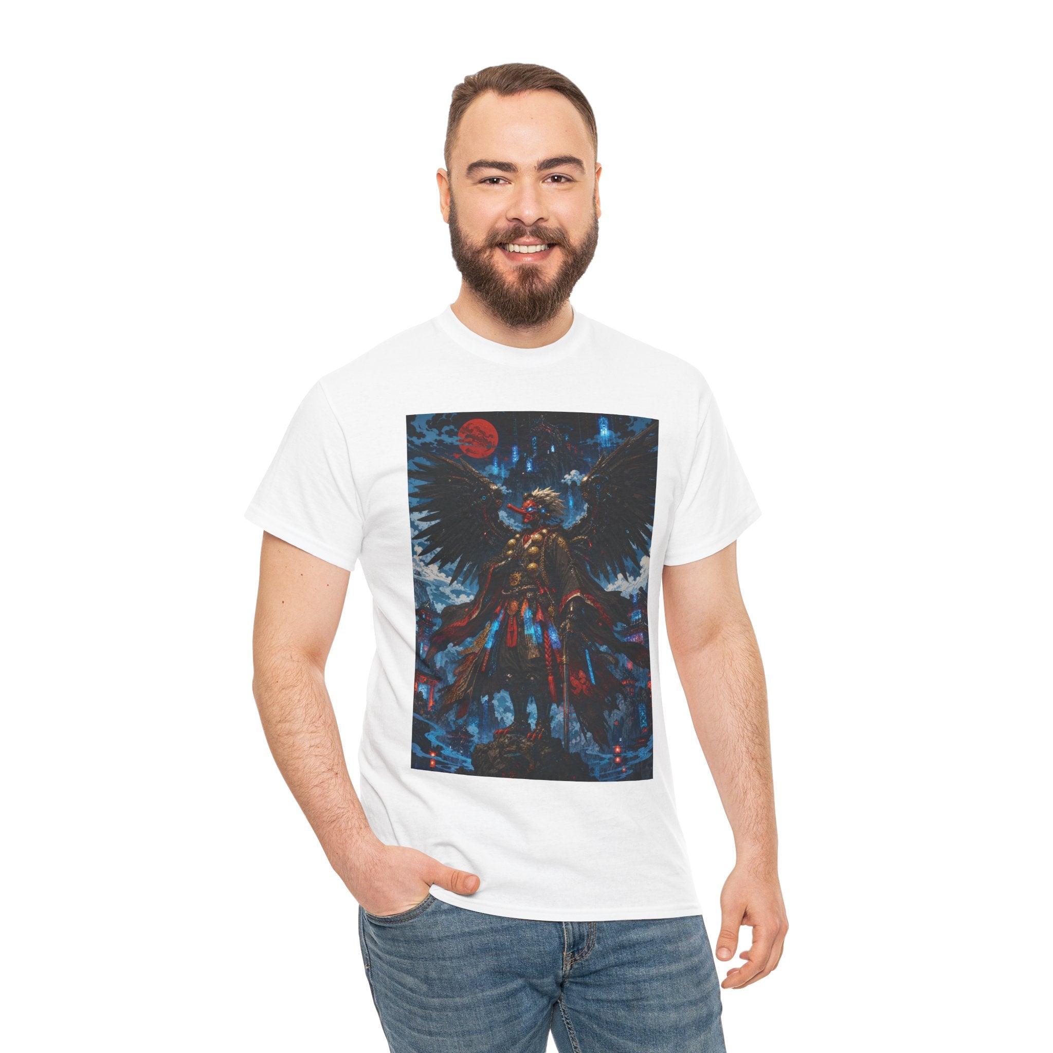 Angel of Night Graphic Tee — Dark Fantasy Winged Warrior T-Shirt