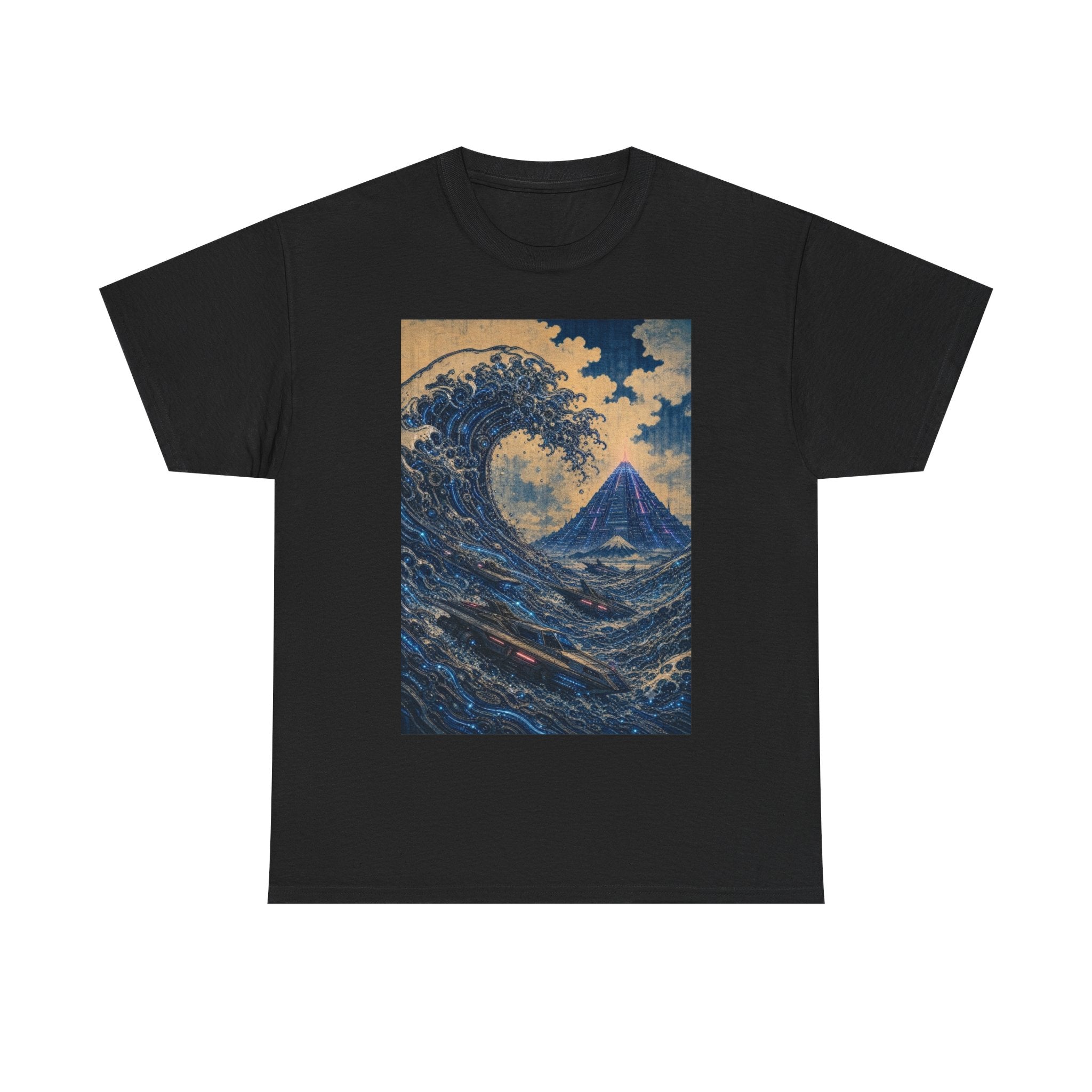 Wave & Mount Fuji Art Tee — Vintage Japanese Wave Graphic T-Shirt
