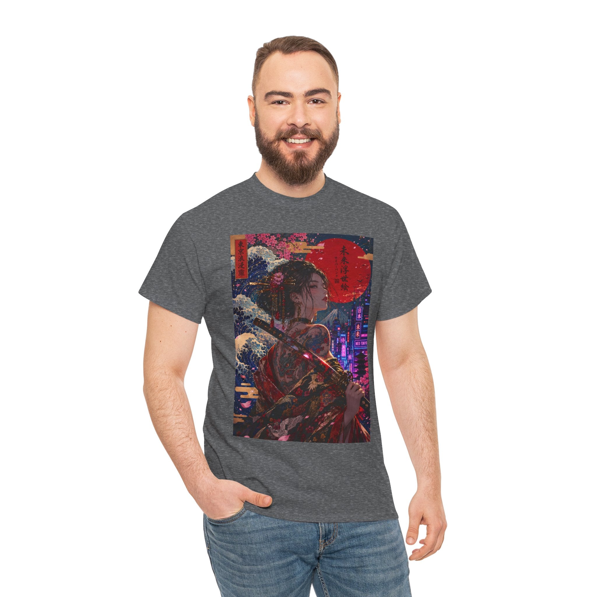 Cyberpunk Geisha T-Shirt — Neon Samurai Art Tee