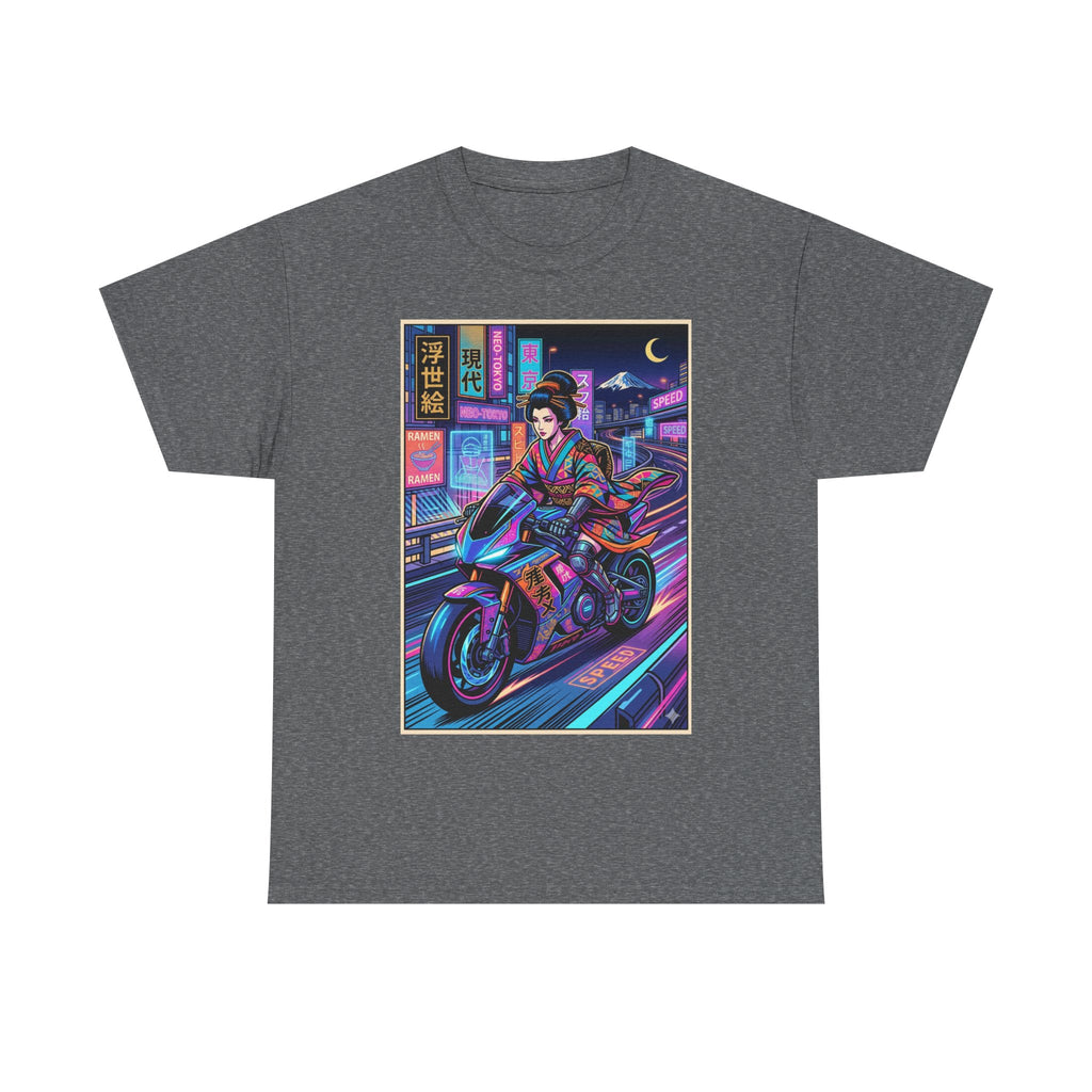 Neon Samurai Motorcycle Tee — Cyberpunk Night Rider Graphic T-Shirt