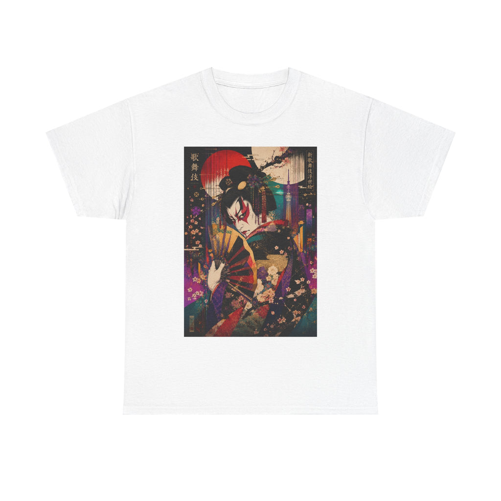 Geisha Nightscape T-Shirt — Neon Japanese Art Print Tee