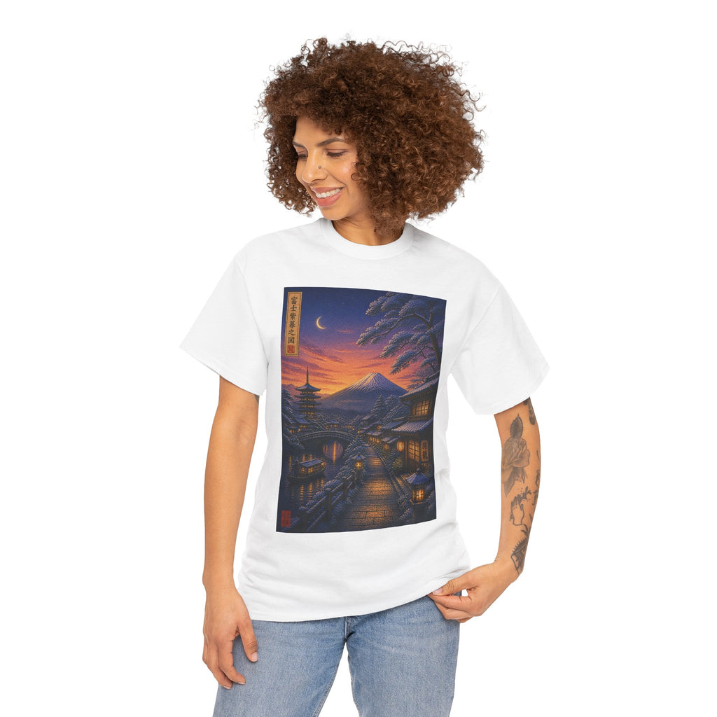 Japanese Nightscape Tee — Sunset Pagoda Streetwear