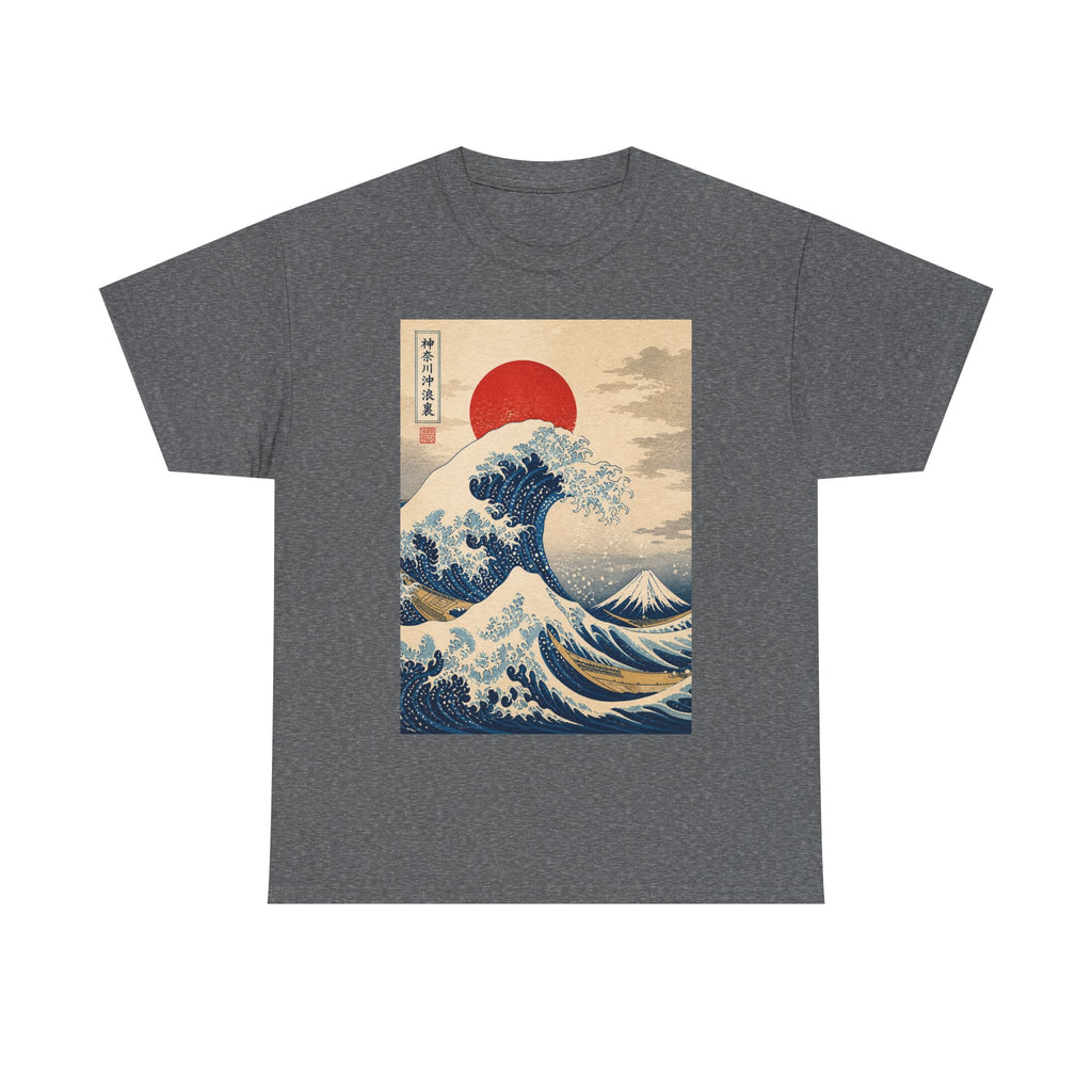 Wave and Red Sun T-Shirt — Vintage Japanese Great Wave Graphic Tee