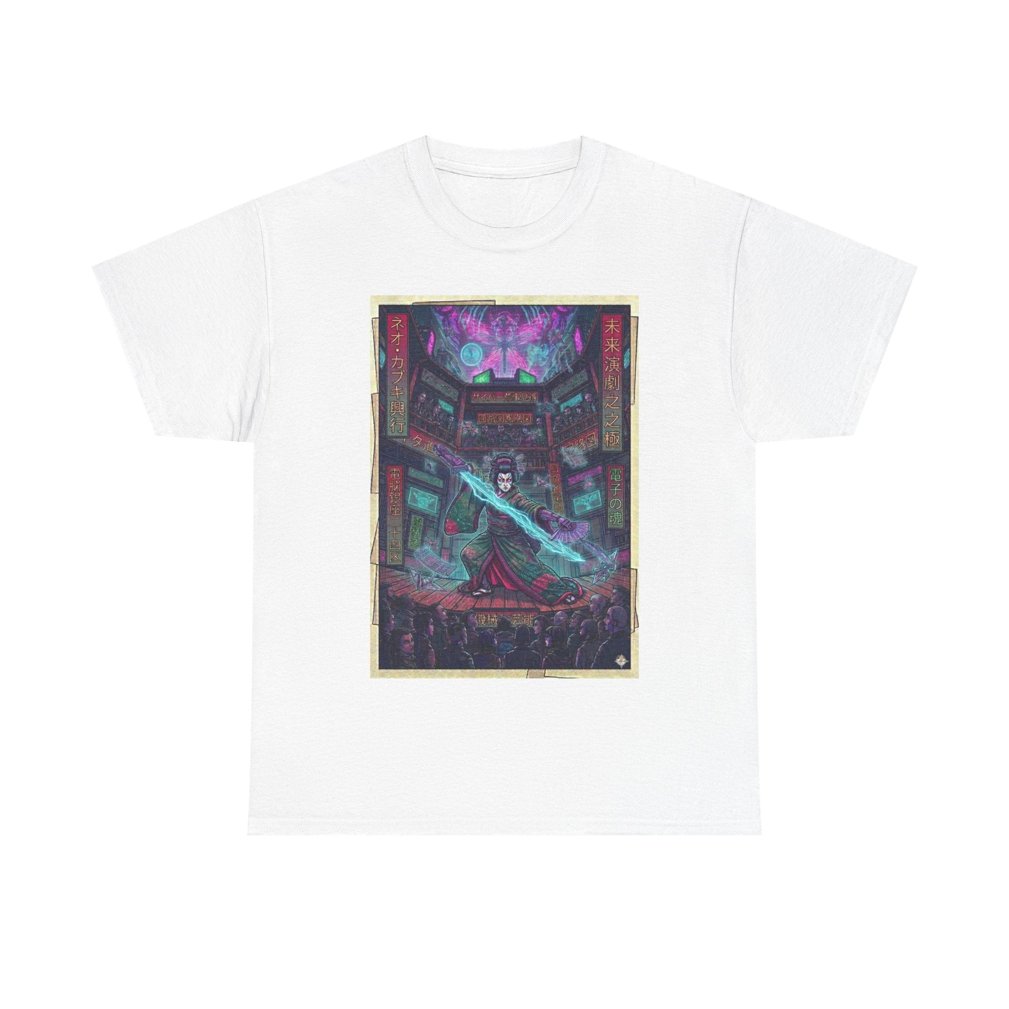 Cyberpunk Sorcerer Tee — Neon Mage Illustration Graphic T‑Shirt
