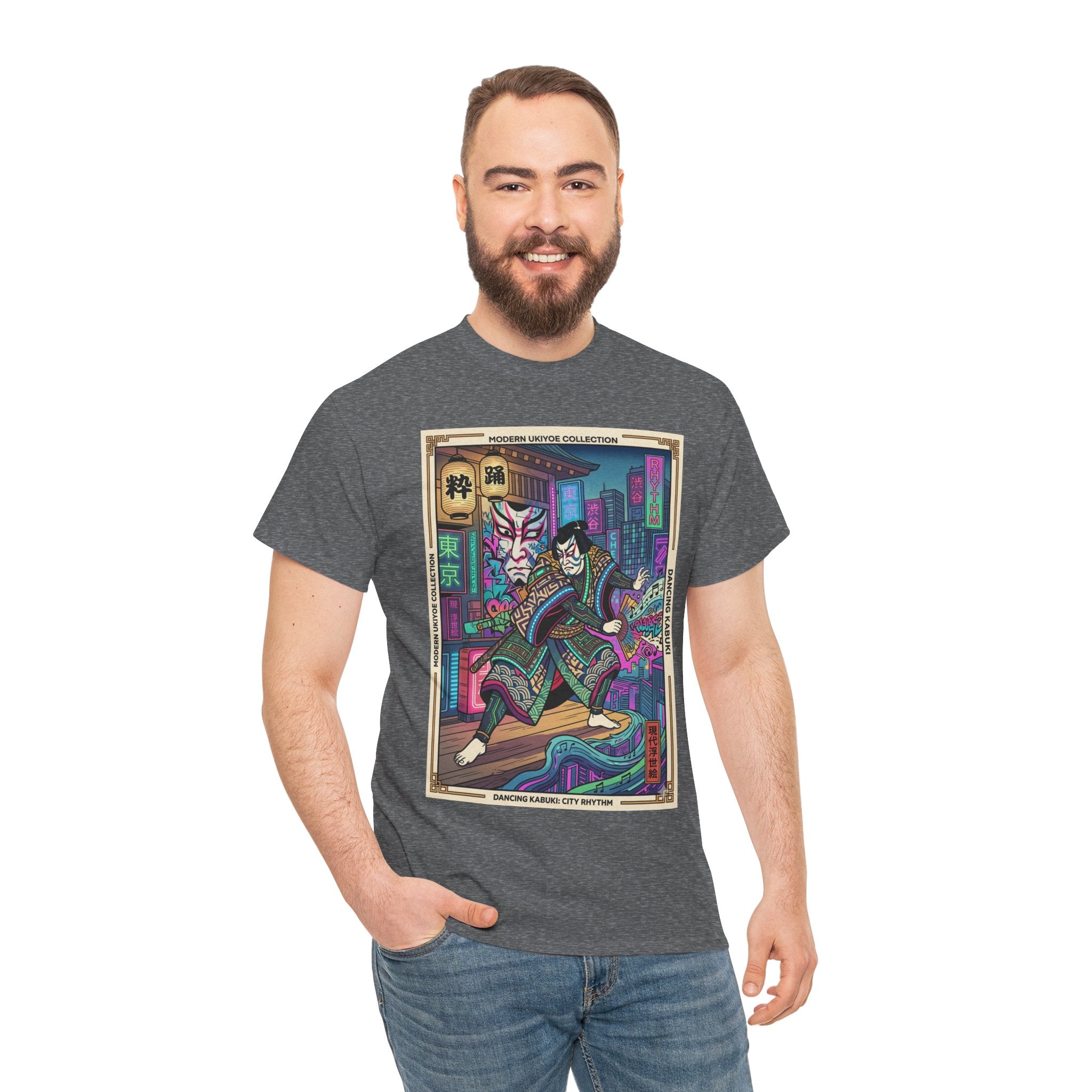 Kabuki Cyberpunk T-Shirt — Neon Samurai Art Tee