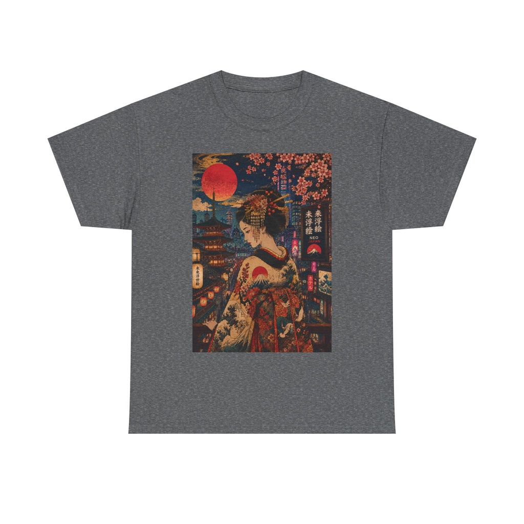 Geisha Nightscape Tee — Vintage Japanese Kimono Art T-Shirt