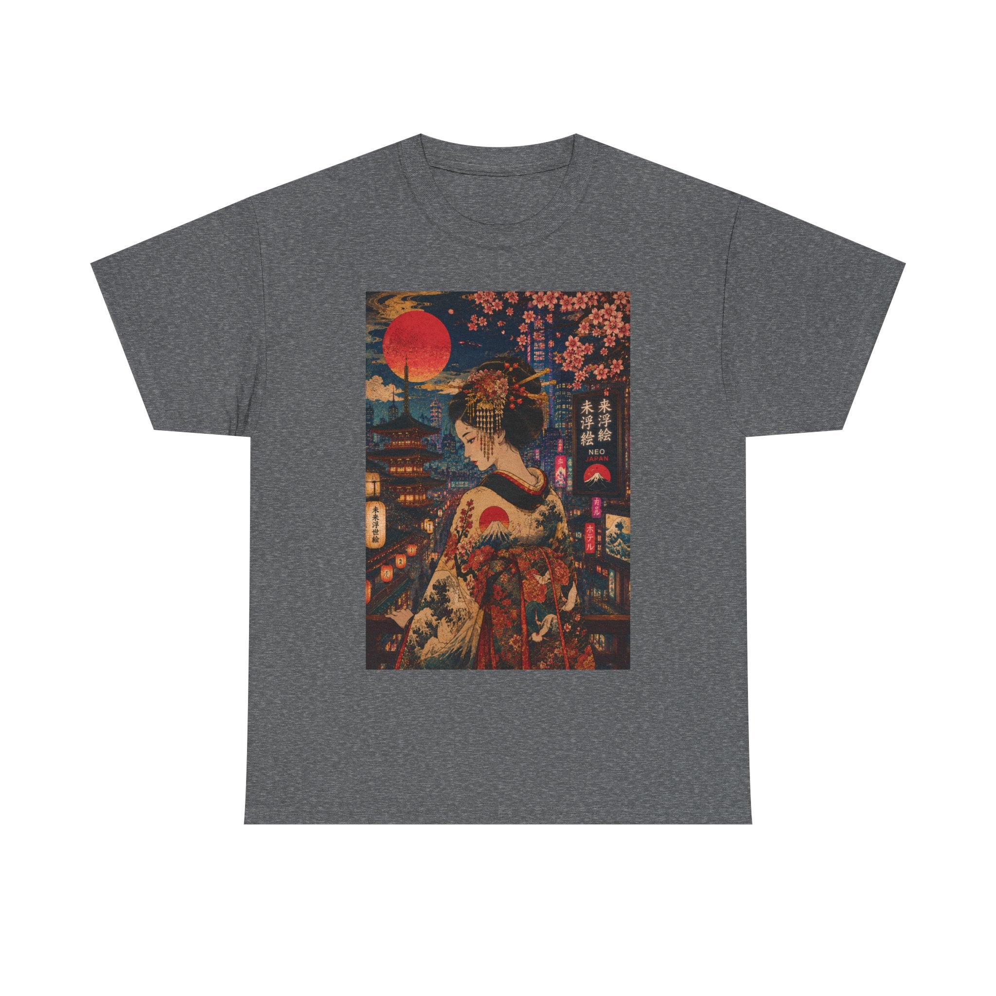 Geisha Nightscape Tee — Vintage Japanese Kimono Art T-Shirt