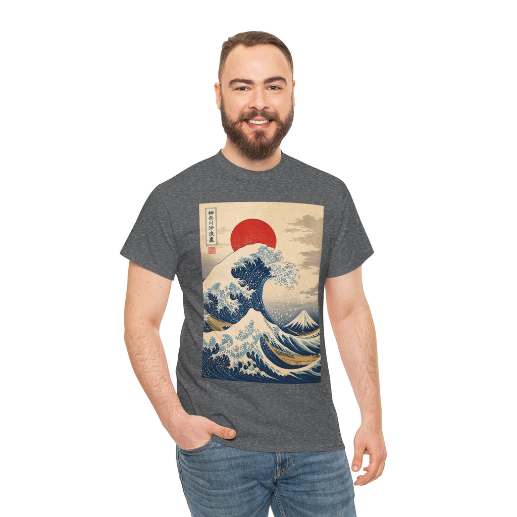 Wave and Red Sun T-Shirt — Vintage Japanese Great Wave Graphic Tee