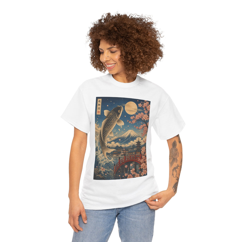 Koi & Mount Fuji T-Shirt — Japanese Cherry Blossom Retro Art Tee
