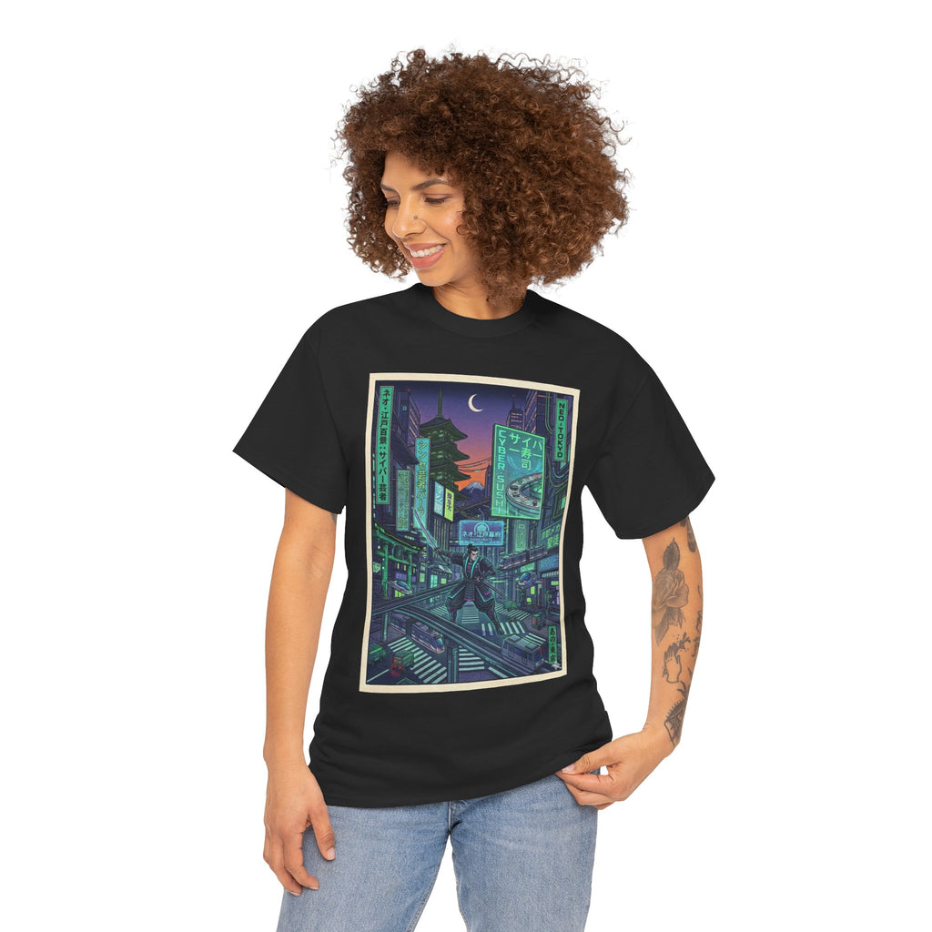 Cyberpunk Cityscape T-Shirt — Neon Night Tokyo Anime Streetwear - Japanese Streetwear T-Shirt | Tokyo Style X