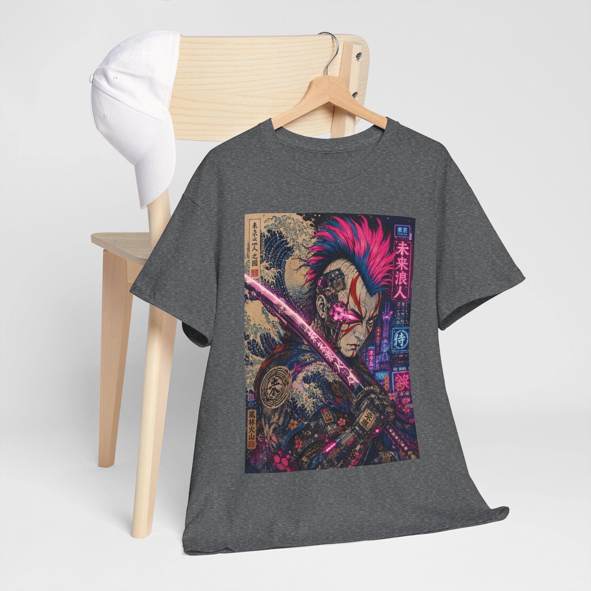 Graphic Tee — Neon Samurai Street Art Shirt - Japanese Streetwear T-Shirt | Tokyo Style X