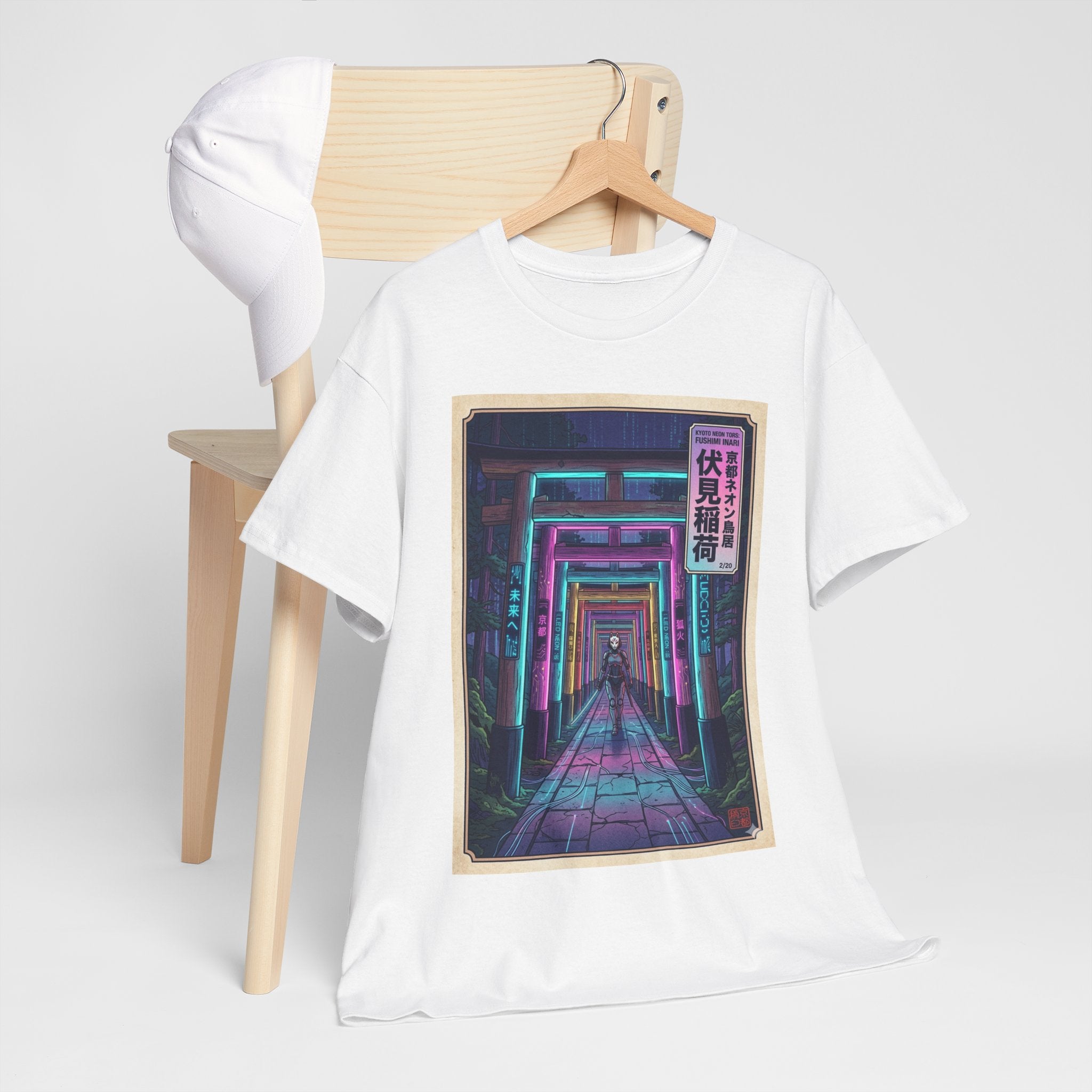 Neon Torii Gate Tee — Vaporwave Fushimi Inari Tunnel Graphic T-Shirt