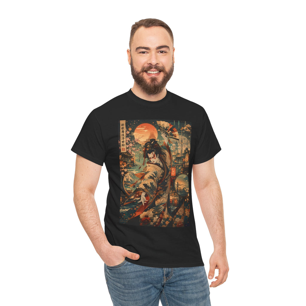 Samurai Sunset T-Shirt — Vintage Japanese Warrior Graphic Tee