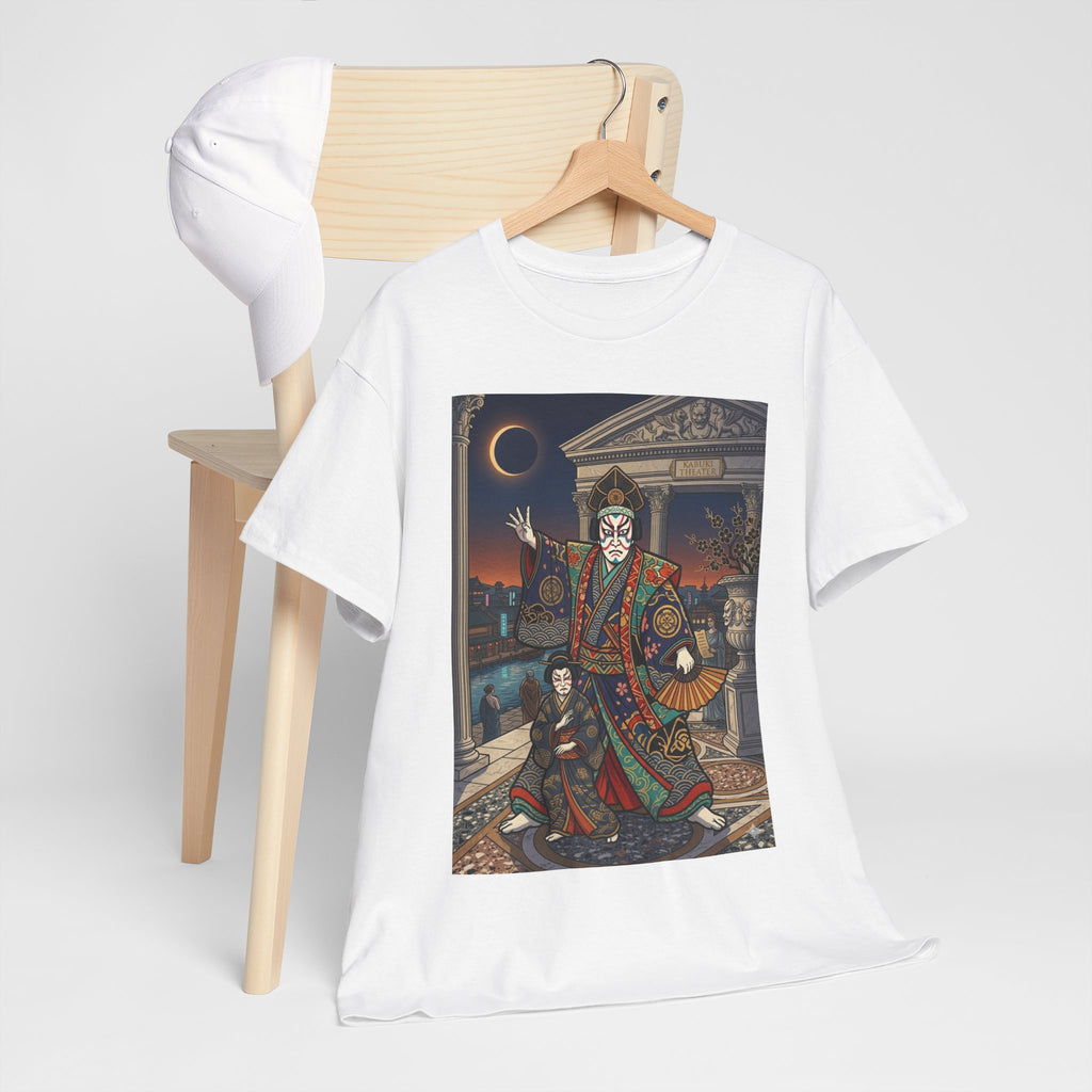 Geisha Samurai Night Graphic Tee — Japanese Oni Mask Art Shirt