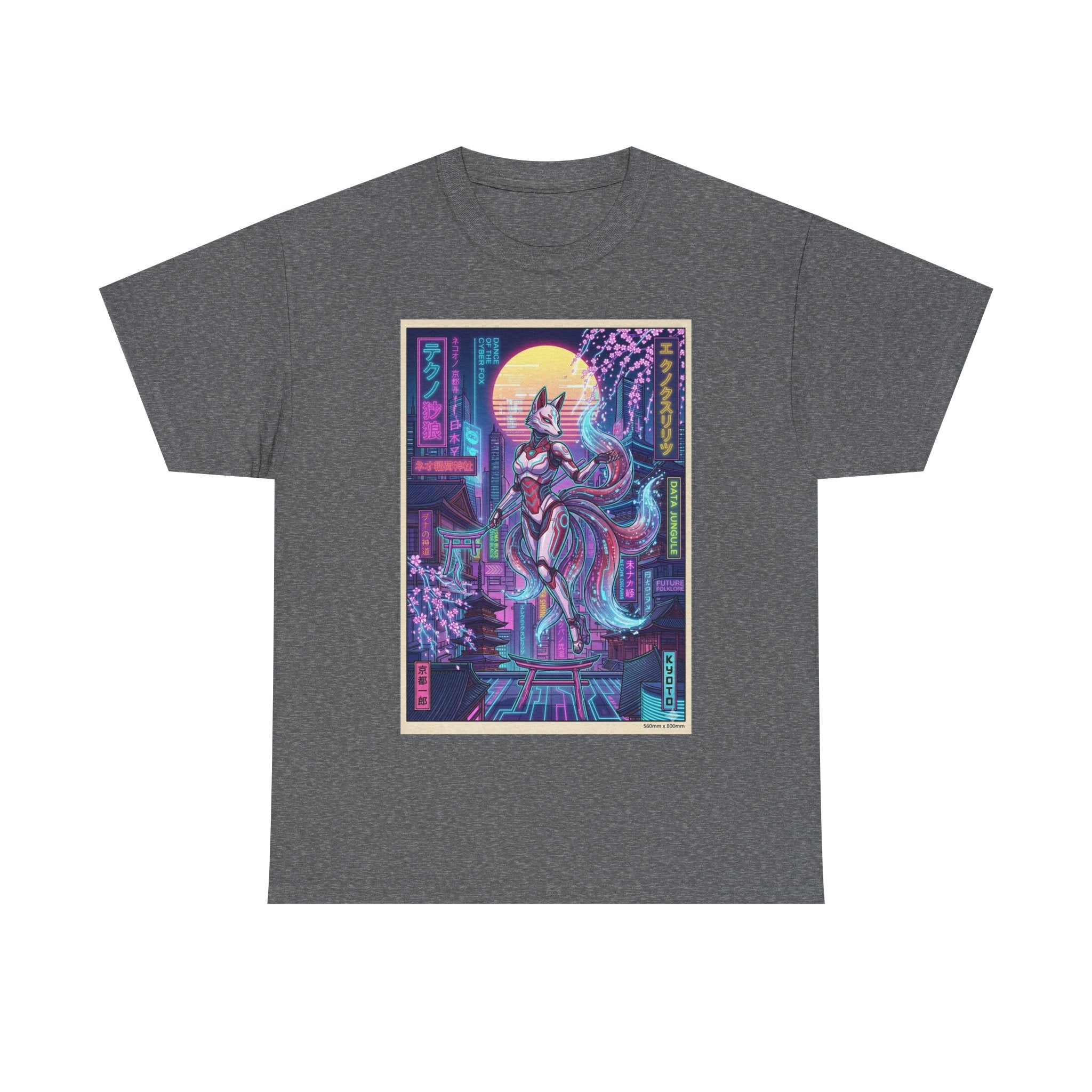 Cyberpunk Kitsune T-Shirt — Neon Japan Fox Spirit Tee - Japanese Streetwear T-Shirt | Tokyo Style X