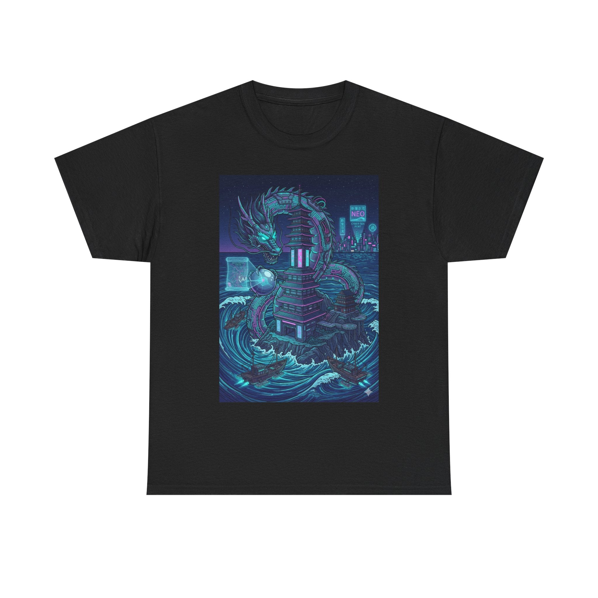 T-Shirt — Neon Cyber Sea Dragon Graphic Tee - Japanese Streetwear T-Shirt | Tokyo Style X
