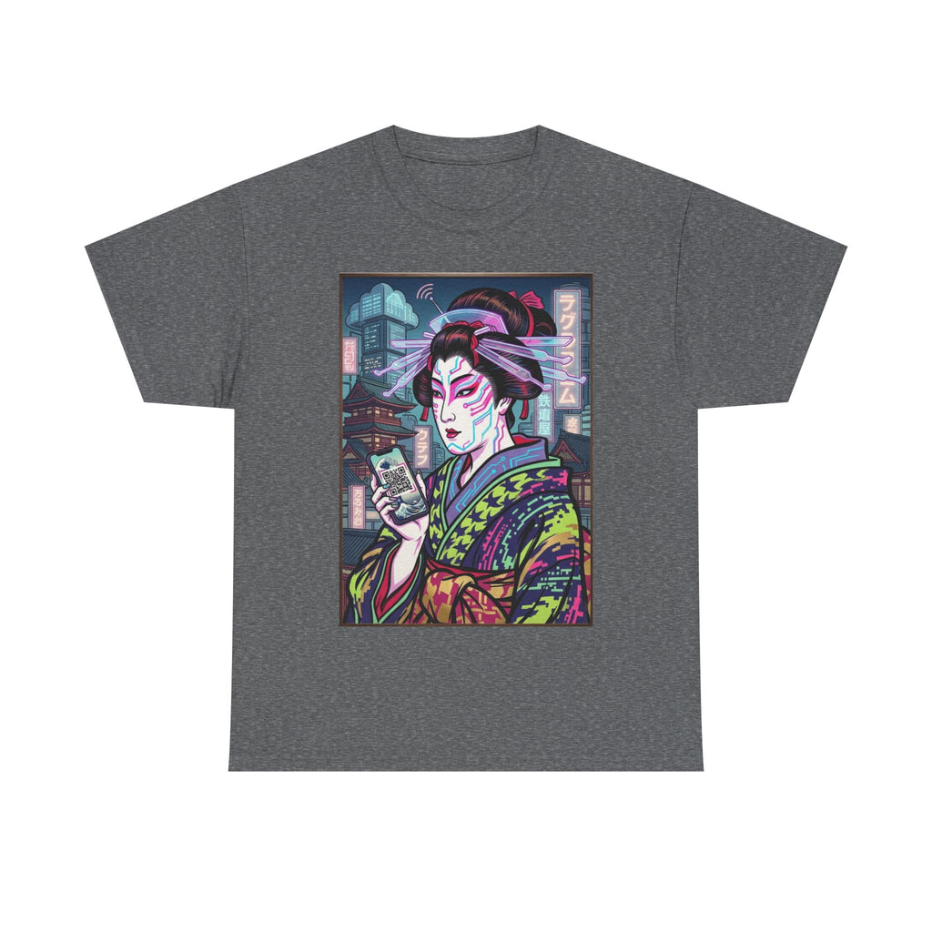 Geisha Cyberpunk T-Shirt — Neon Ukiyo-e Art Tee