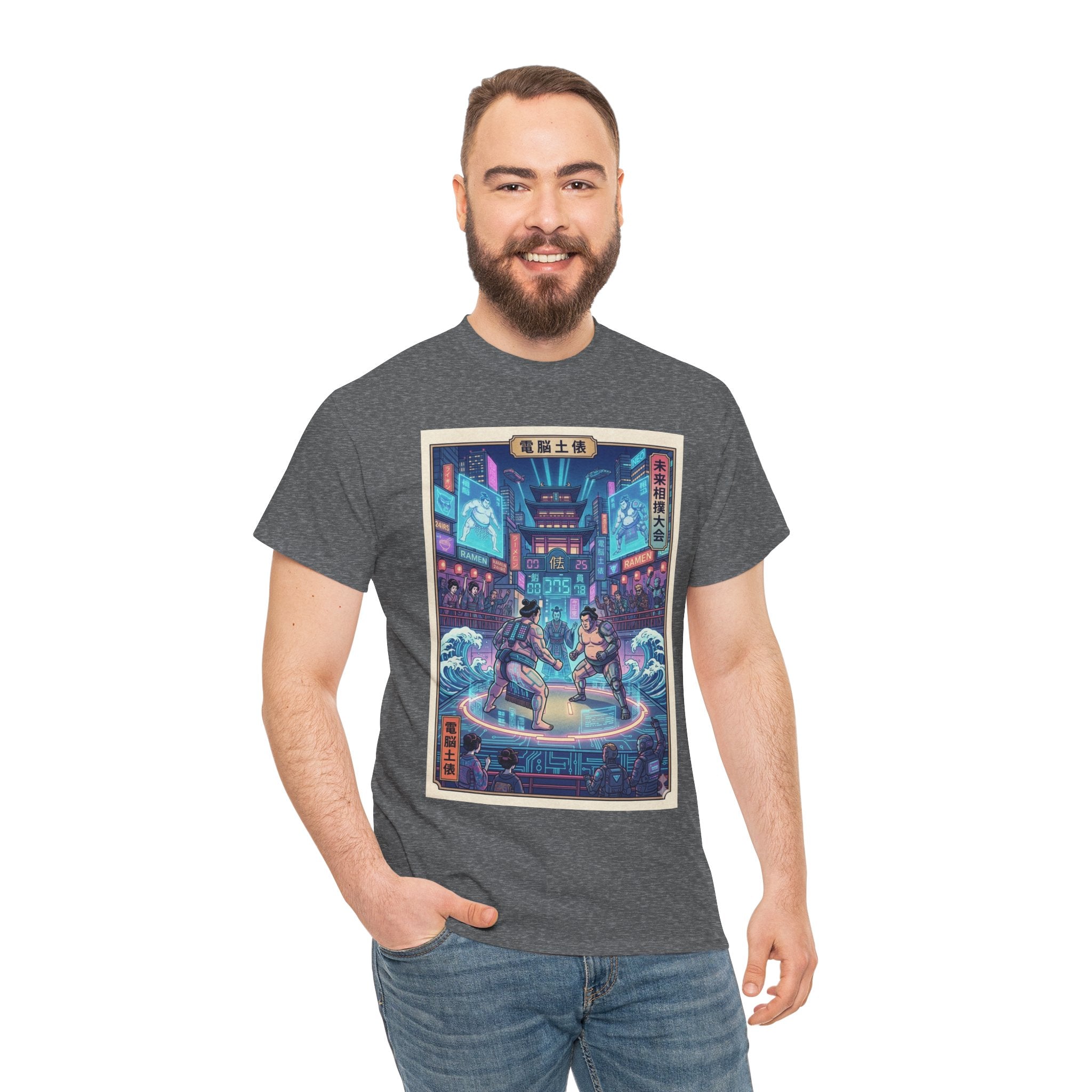 Retro Cyberpunk Fight Scene T-Shirt — Neon Samurai vs Ronin Graphic Tee