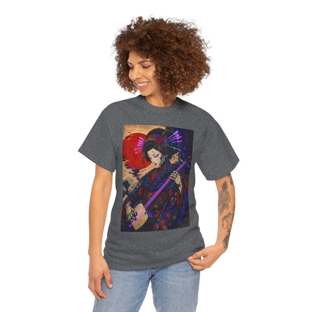 Geisha Shamisen Art Tee — Japanese Vintage-Inspired Music Graphic T-Shirt - Japanese Streetwear T-Shirt | Tokyo Style X